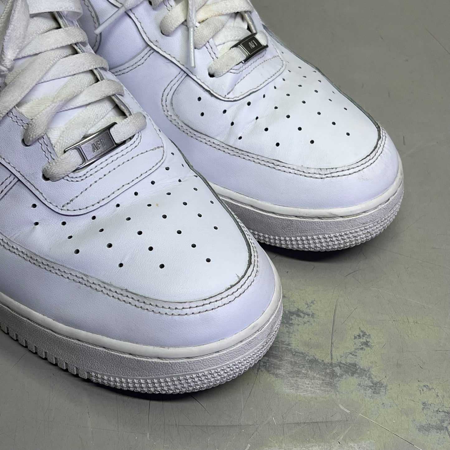 NIKE Air Force 1 '07 Leather Details Shoes Men's Sz 15 White (Pre-Owned)
