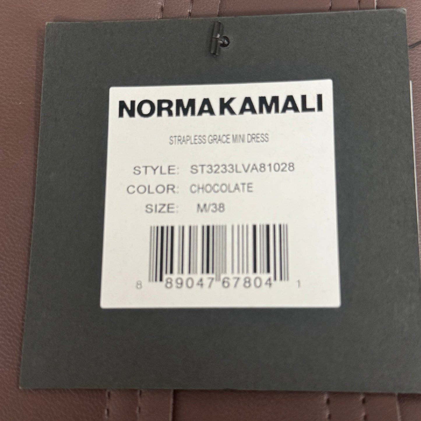 NORMA KAMALI Strapless Grace Mini Dress Unlined Women's Sz M/38 Chocolate