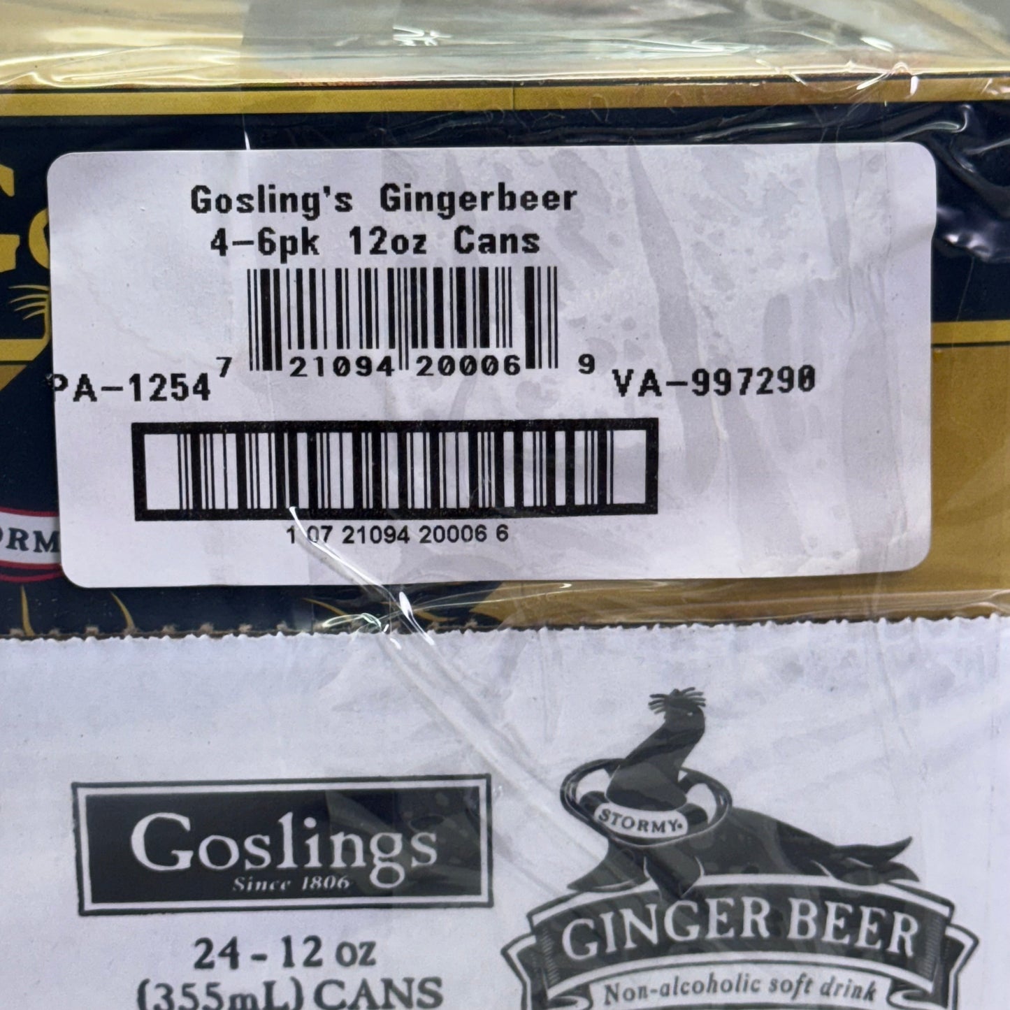 GOSLINGS (4 PACK of 6 Cans) Non-Alcoholic Ginger Beer Can 12 fl oz BB 11/26