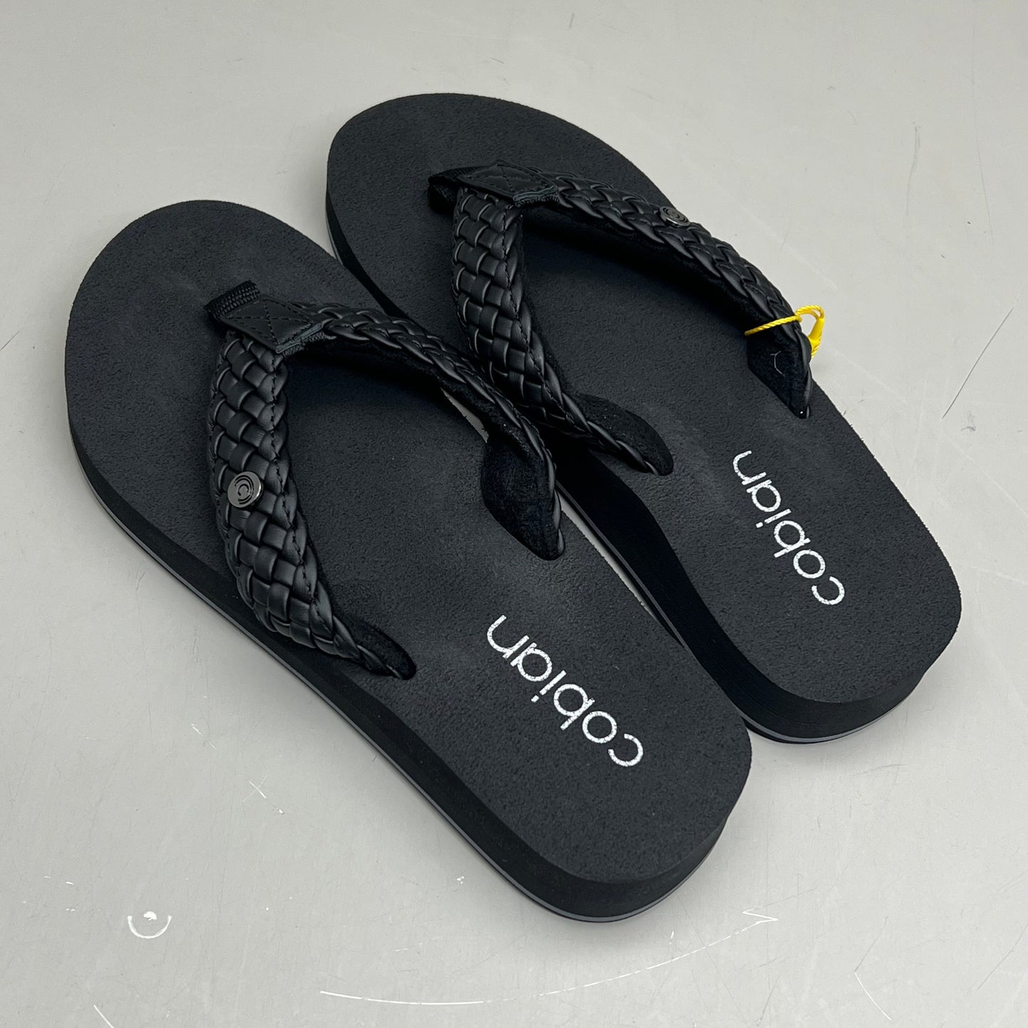 COBIAN Braided Bounce Synthetic Leather Sandals Women's Sz 7 EU 37 Black BRB10-001-7
