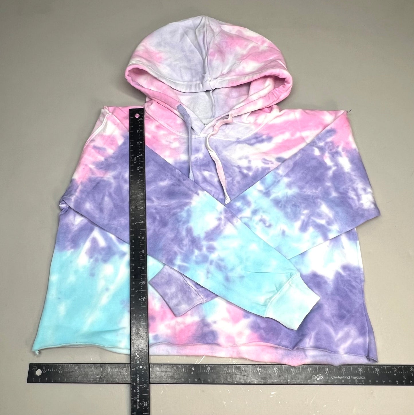 COLORTONE  Sweat Shirt Crop Top Tie Dye Hoodie  Women's Sz XS Cotton Candy 8333