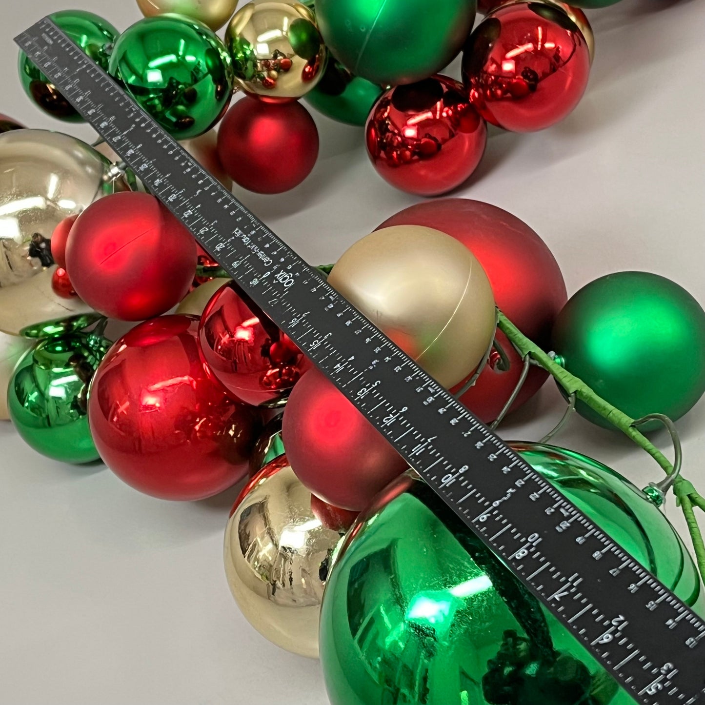 RAZ IMPORTS Plastic Ornament Christmas Ball Garland 4' Red, Green & Gold G4232726