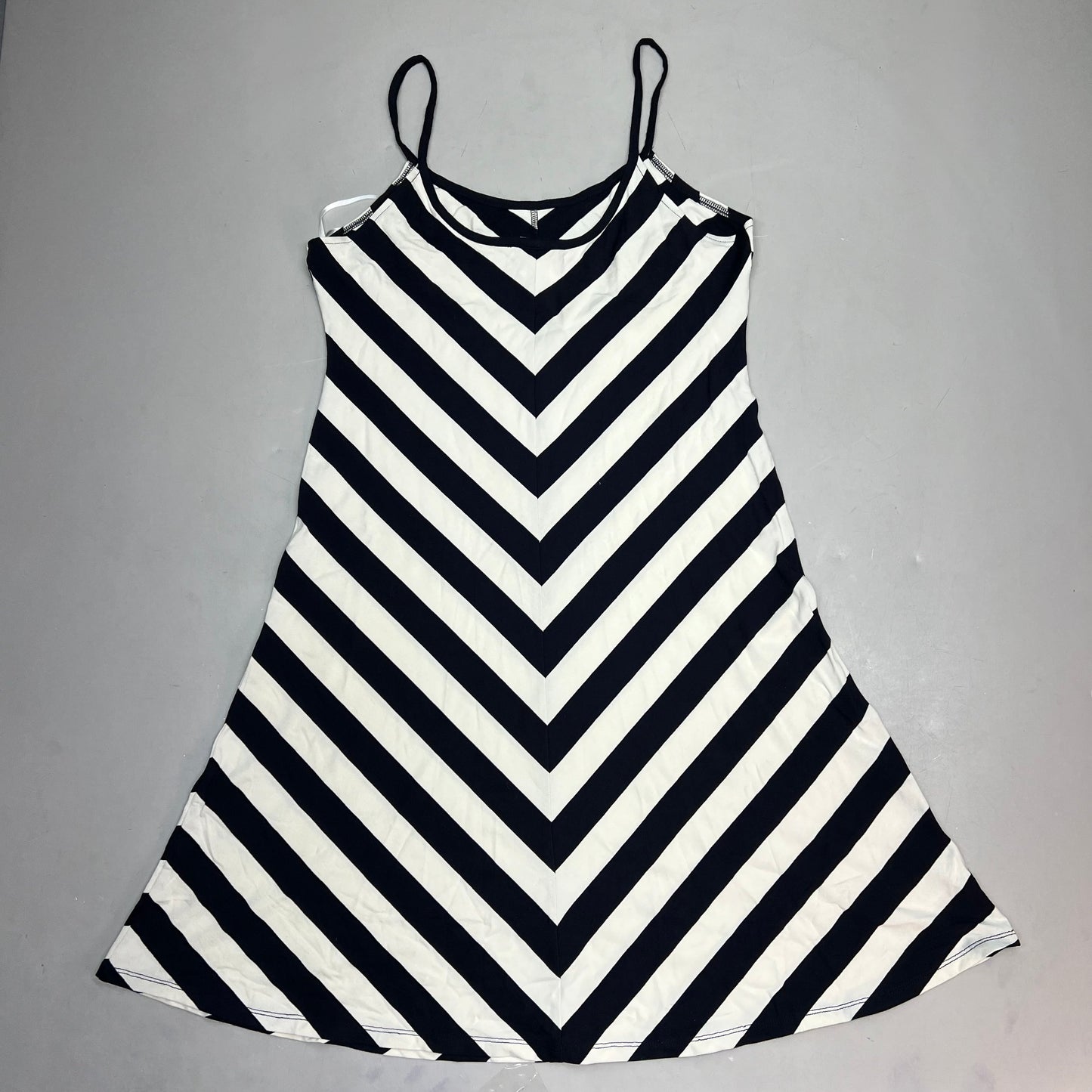 ANNE TAYLOR Knee Length Soft Tank Dress  Women's Sz M Navy Blue/White 17787512