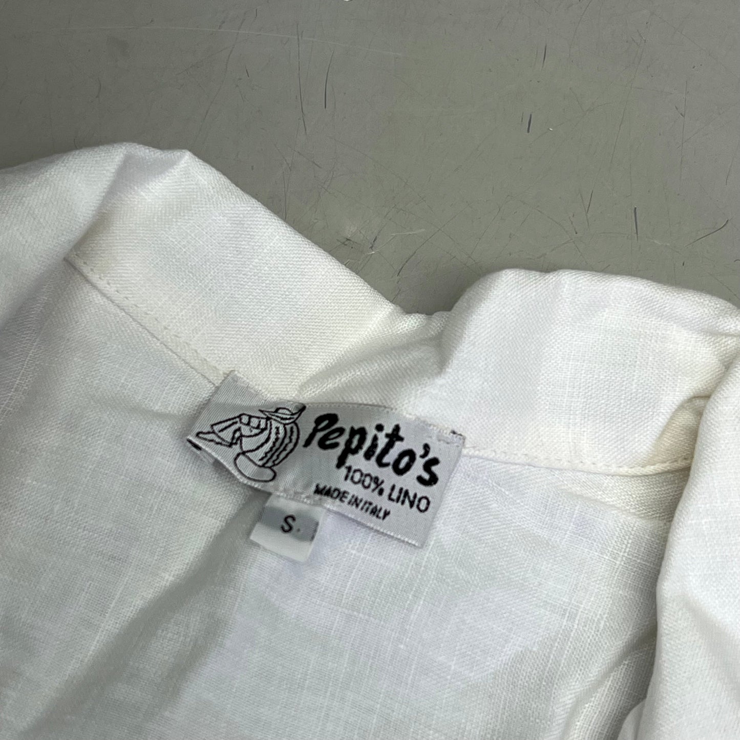 PEITO'S 100% Linen Cropped Long Sleeve Collared Shirt Women's Sz S Solid White