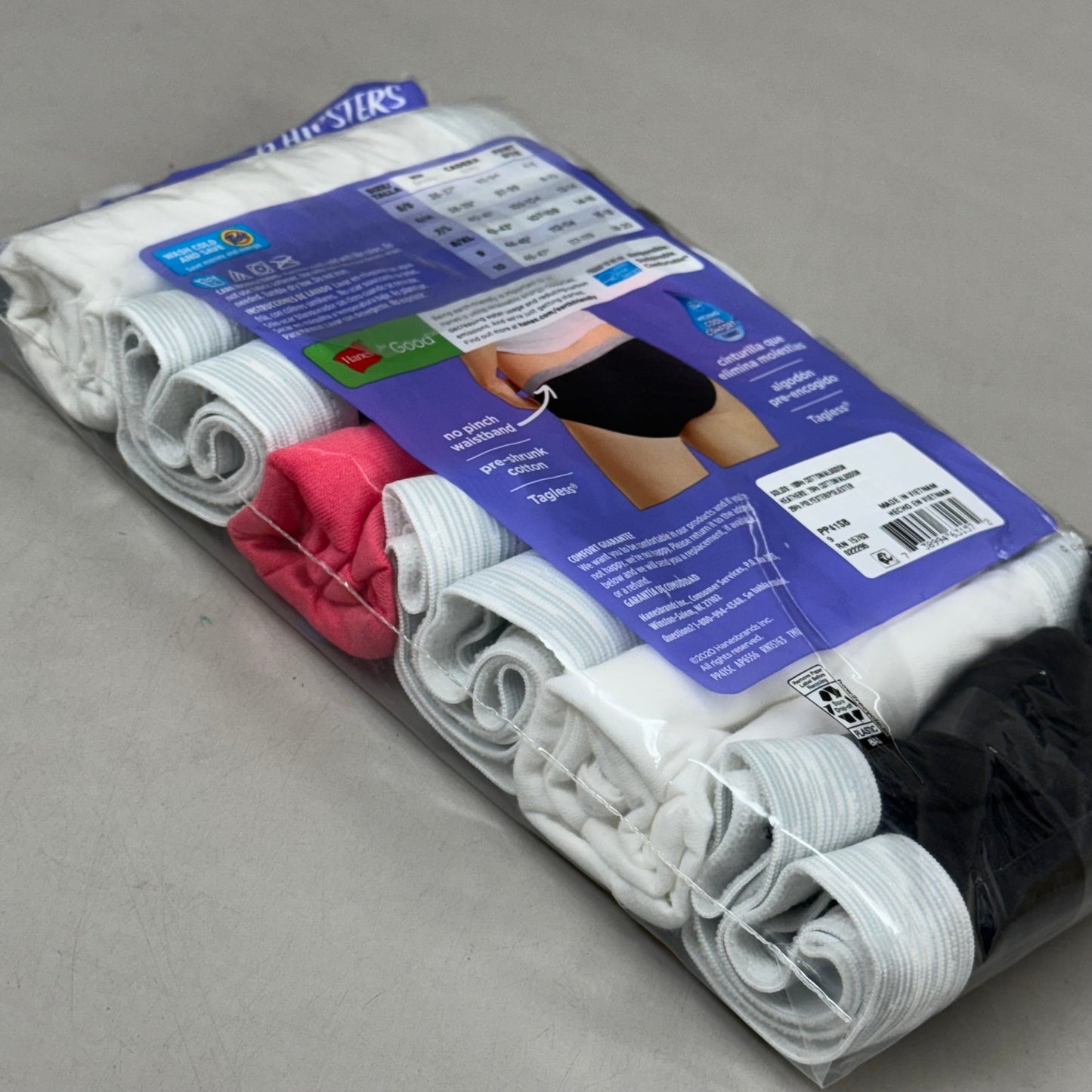 HANES (6 PACK!) Women's Hipster Cotton Underwear Sz-9 White/Black/Grey PP41SB