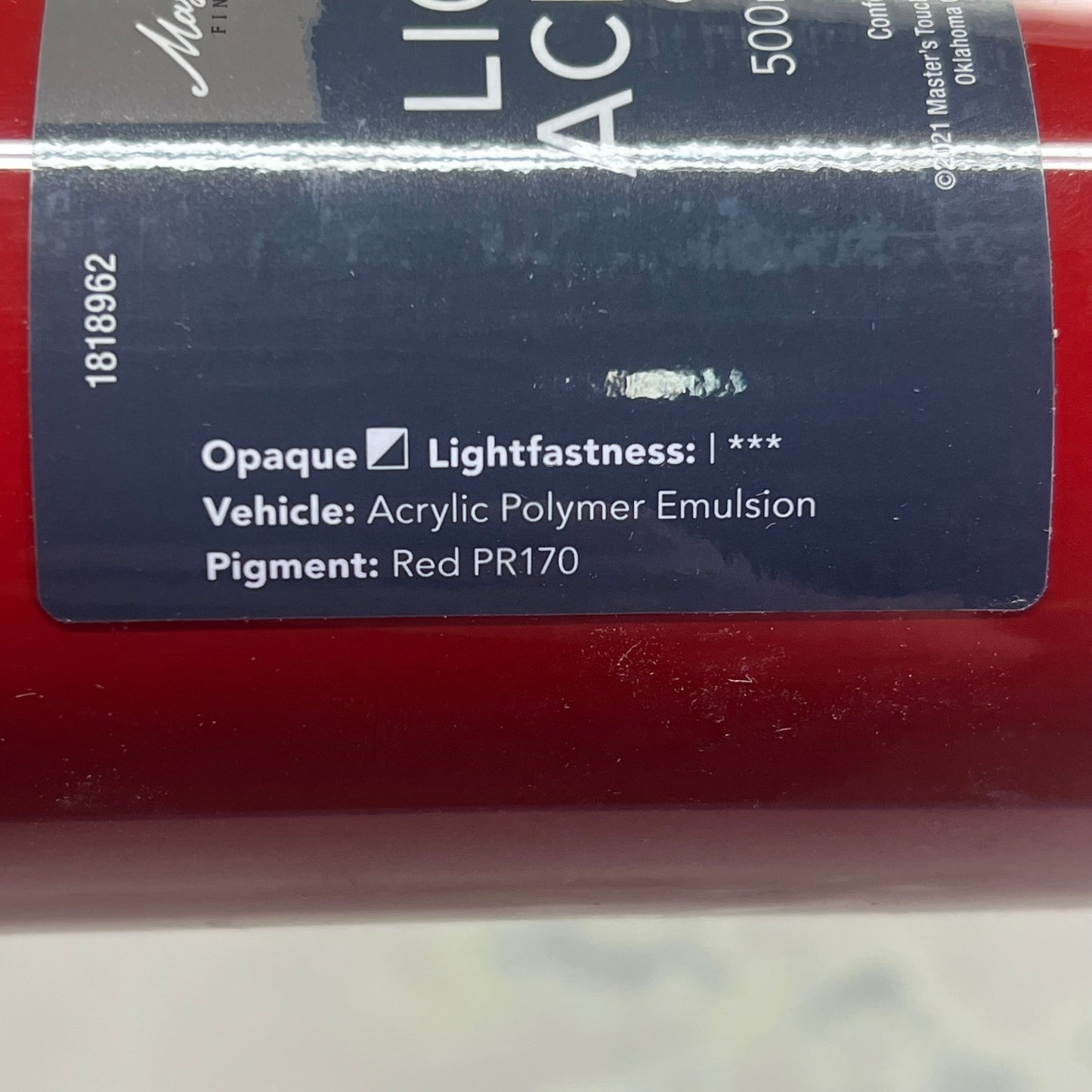 MASTERS TOUCH (2 PACK) Liquid Acrylic Artist Paint 16.9 Fl Oz Crimson 1818962