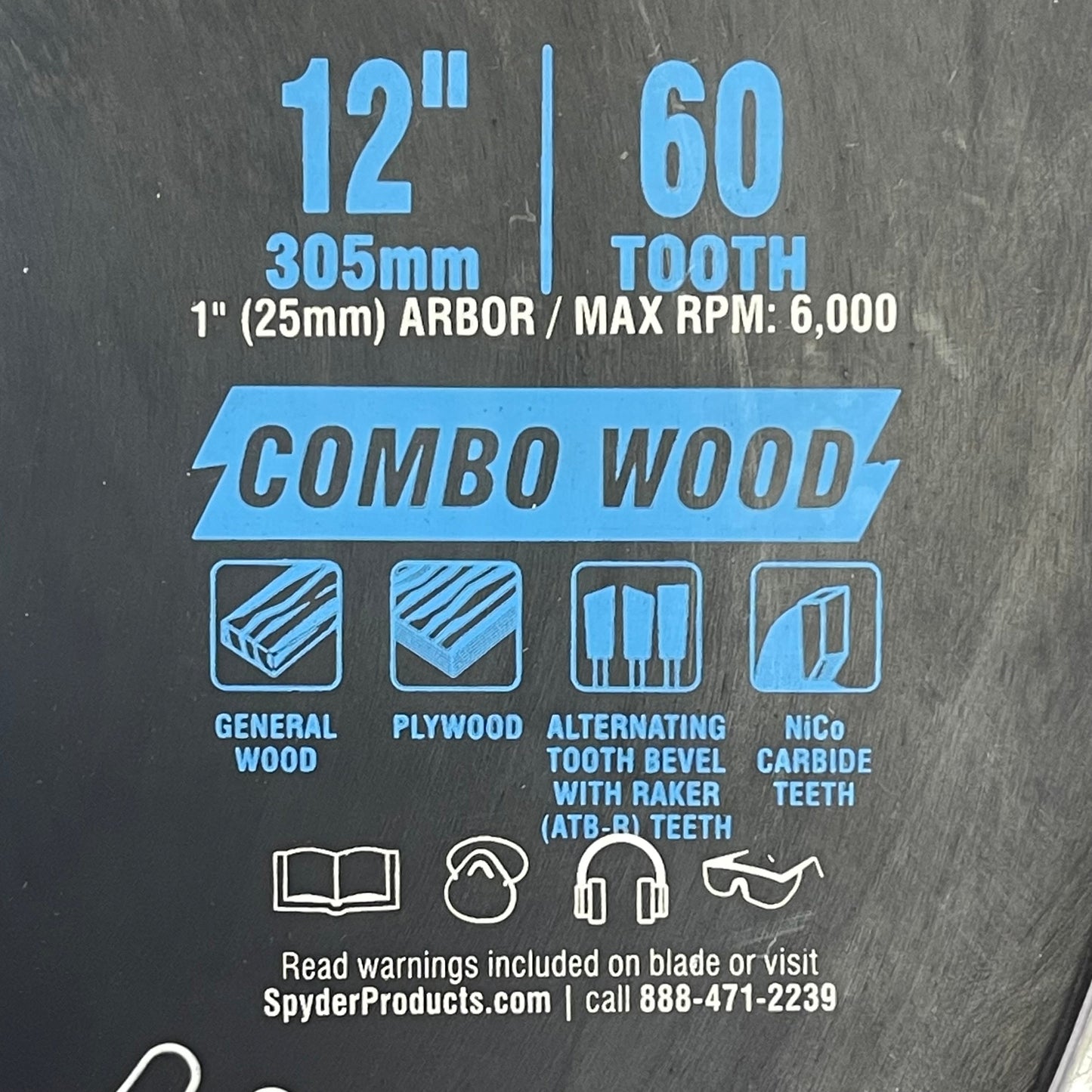 SPYDER Tarantula Combo Wood Circular Saw Blade 60-Tooth, 12" Black 13022
