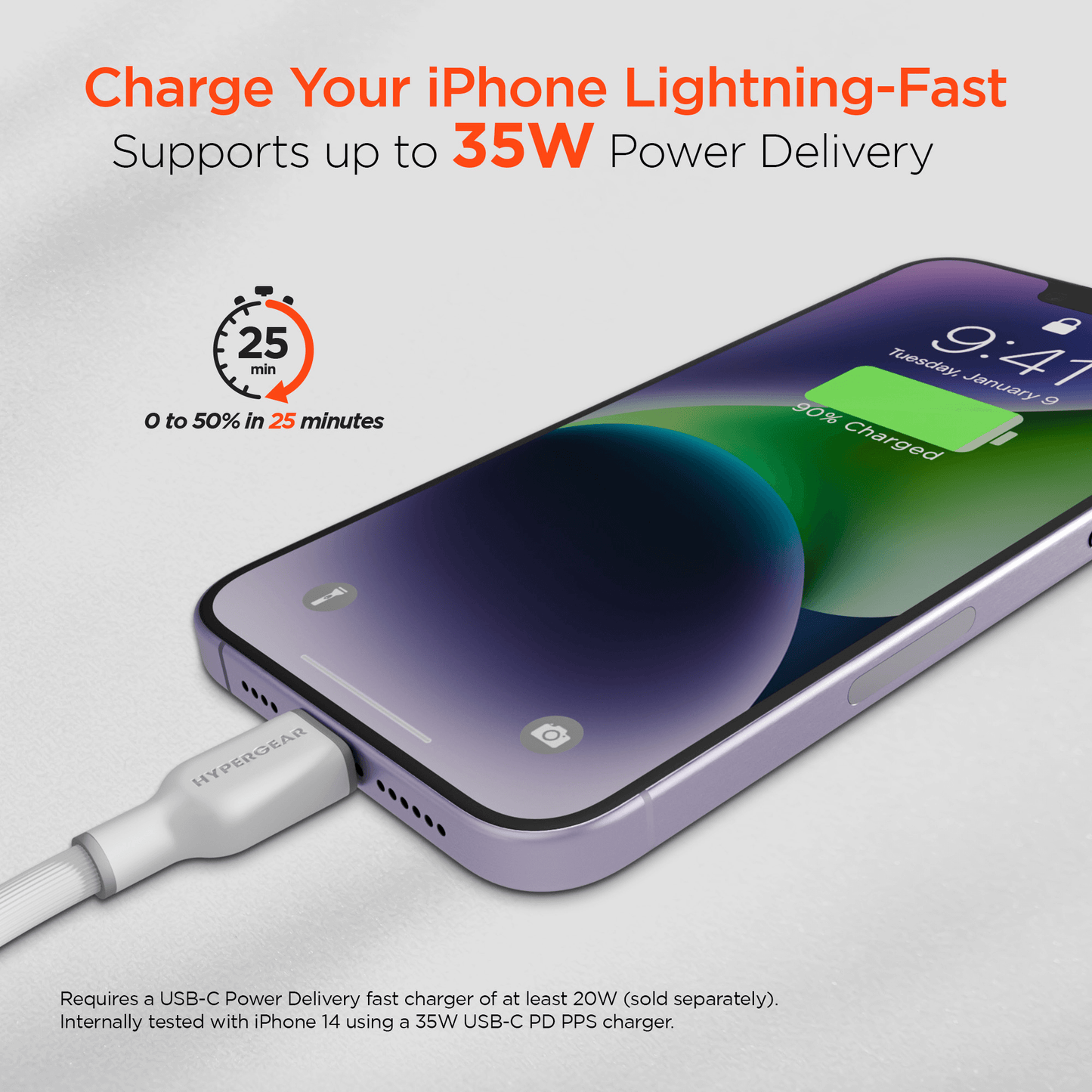 HyperGear Flexi PRO USB-C to Lightning Cable 10ft