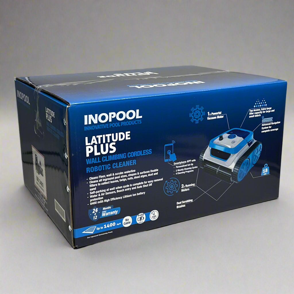 INOPOOL Wall Climbing Cordless Robotic Cleaner 1400 sq/ft, Blue LATITUDE PLUS