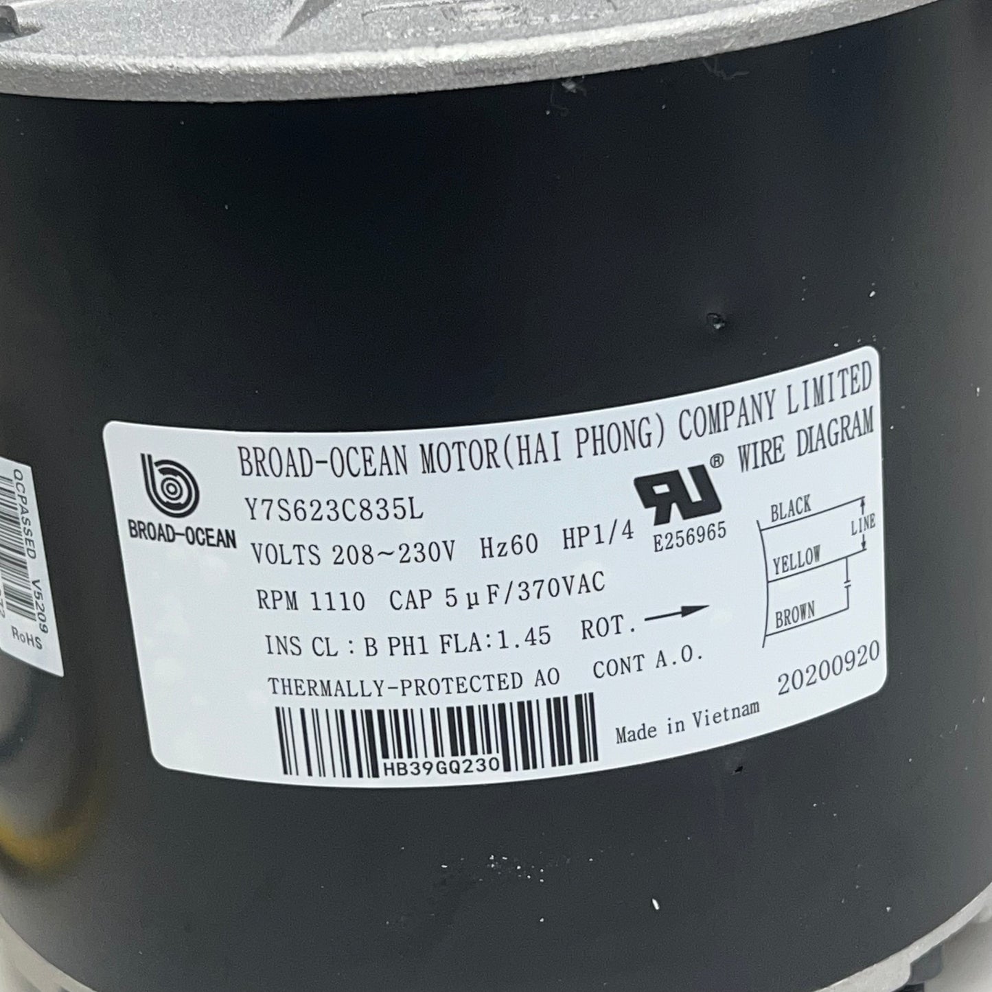 Broad-Ocean Motor Condenser For ICP HVAC Equipment 2.5"x1/2" Black/Silver 1185924