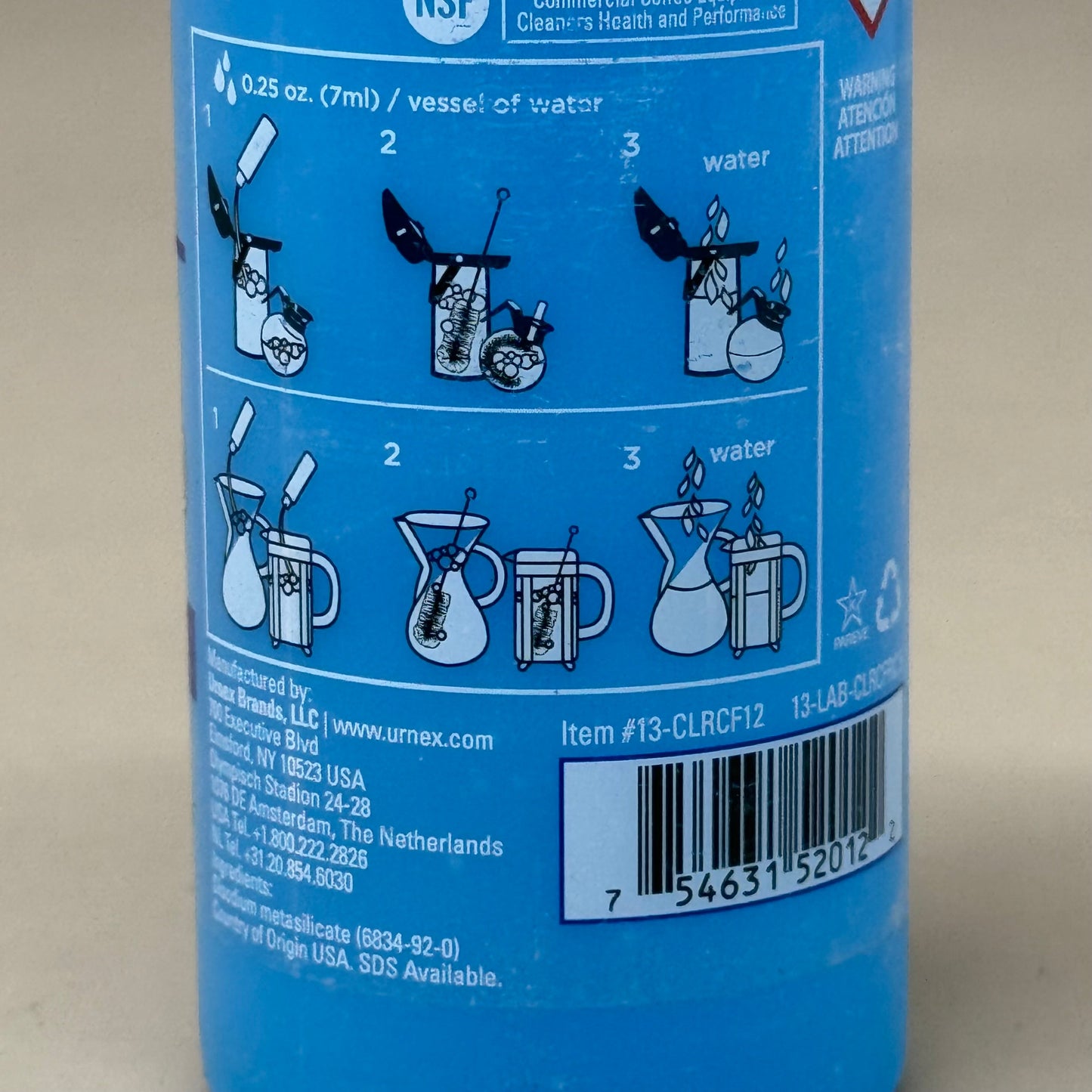 URNEX (3 Pack) Clearly Coffee Pot Cleaner Liquid 14 fl oz U60026