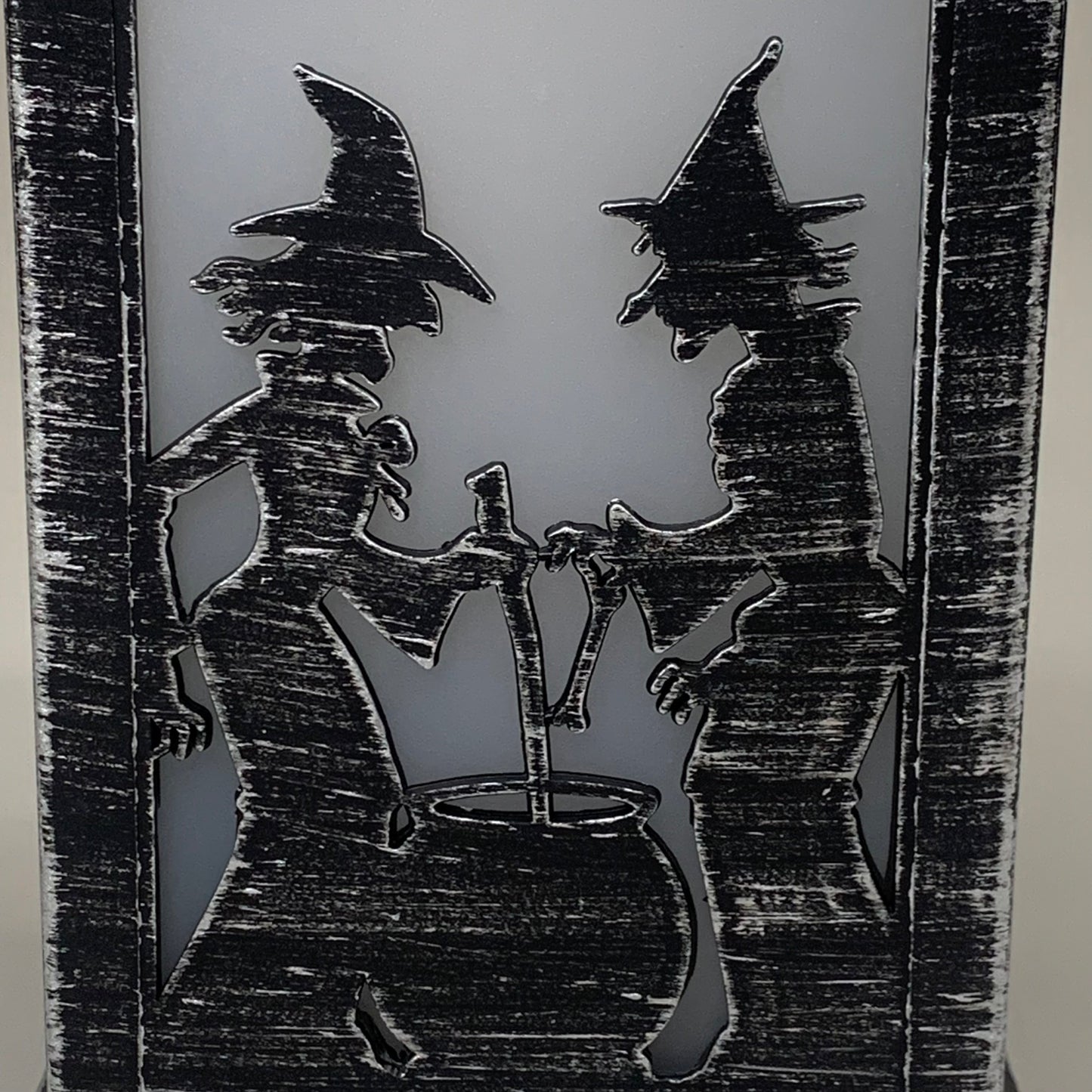 TRANSPAC Halloween Lantern Witches Silhouette Multicolor Lighted Lantern 12"