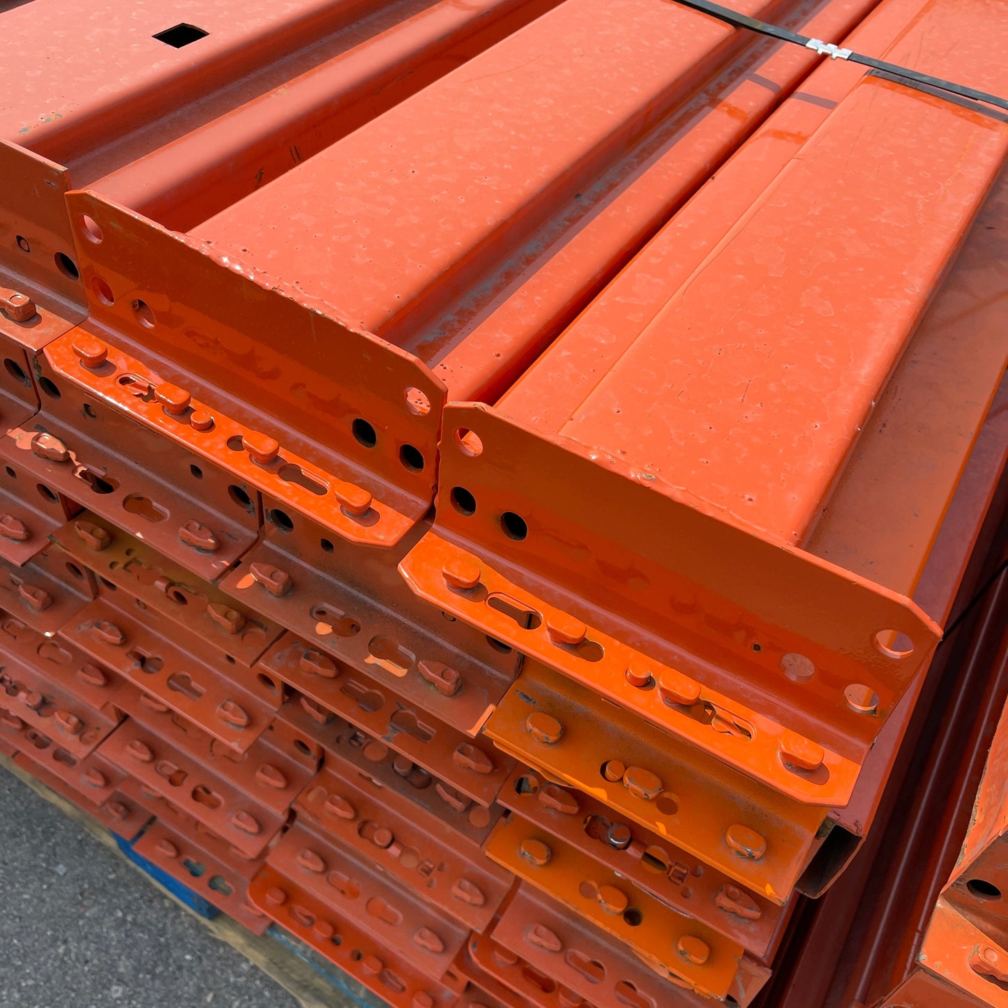 INTERACK Pallet Rack Cross Beam Teardrop Style (Round & Angular) 8.5 ft  x 4” Orange (Pre-Owned)