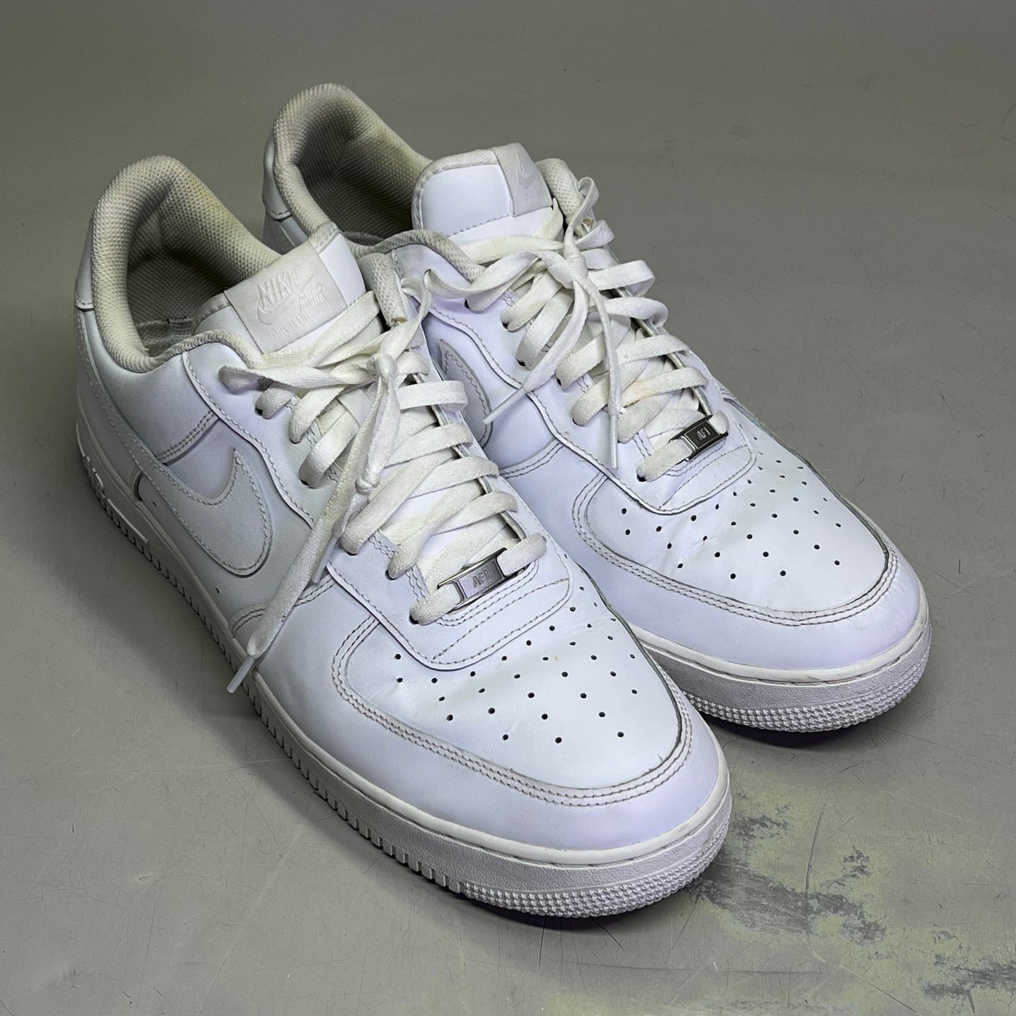 NIKE Air Force 1 '07 Leather Details Shoes Men's Sz 15 White (Pre-Owned)