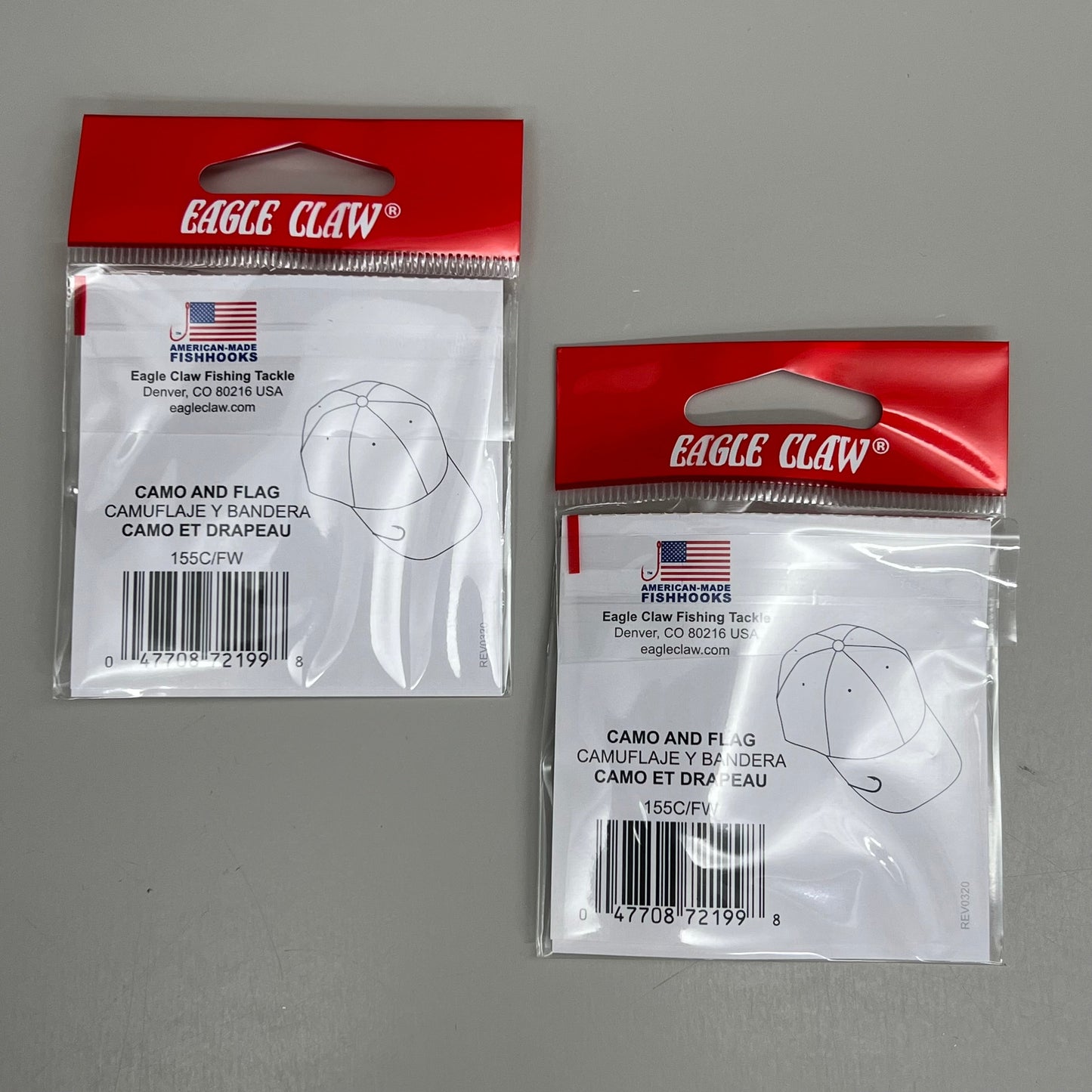 EAGLE CLAW (6 PACK) High Carbon Steel Tie Hat Hook Camo & Flag #1 1pc 155C/FW