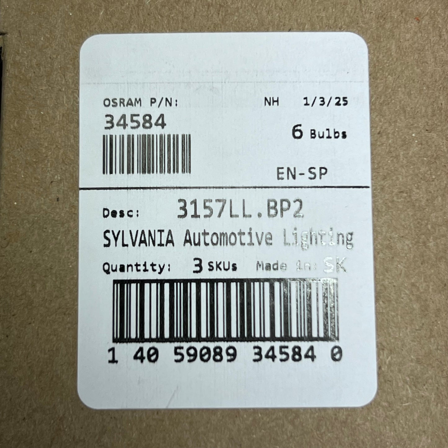 SYLVANIA (6 Bulb) Long Life Mini Bulb Clear 3157