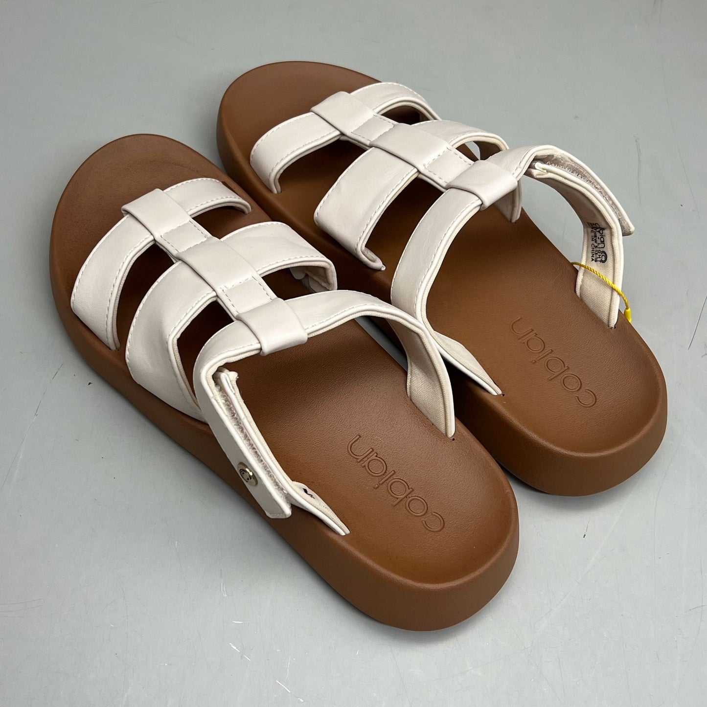 COBIAN Amalfi Synthetic Leather W/ Microfiber Lining Sandals Women's Sz 7, 37 EU Cream AMA25-110-7