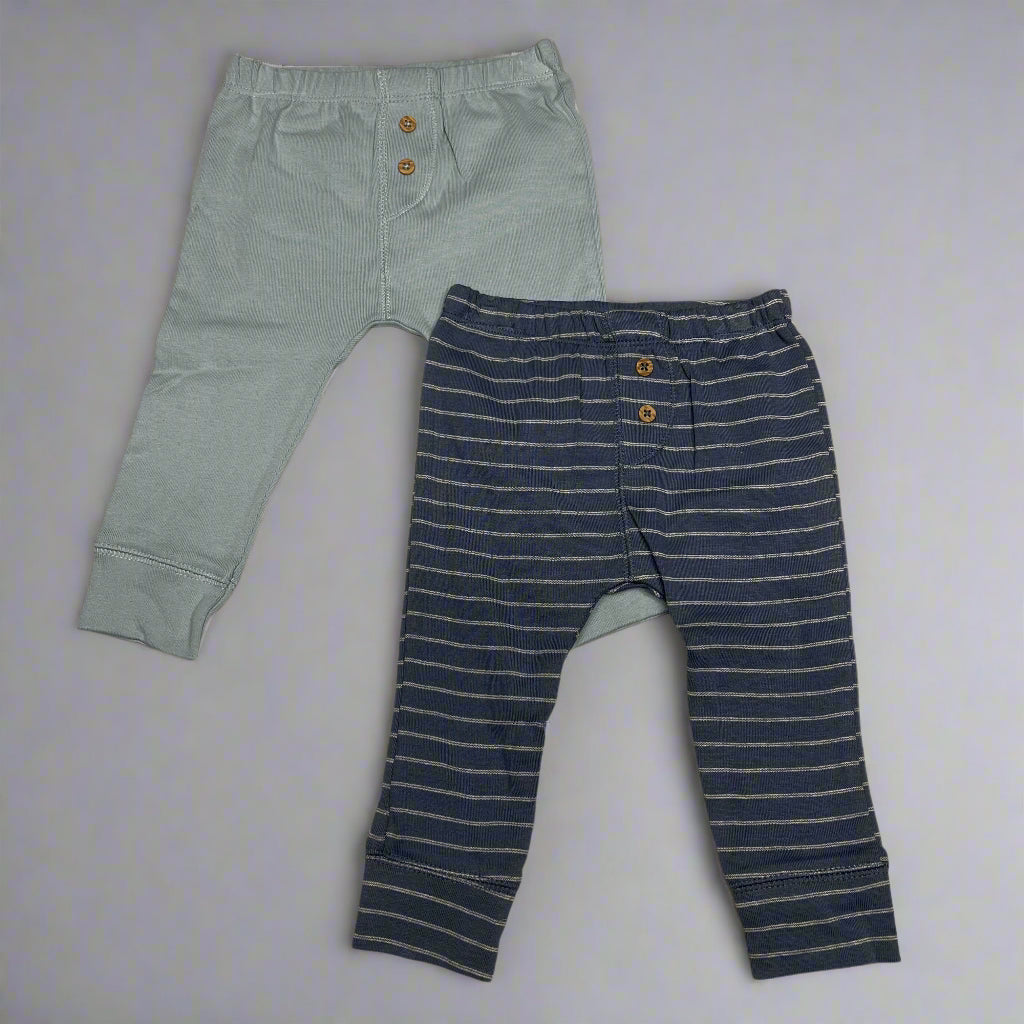 CARTERS (SET OF 2) Pull-On 100% Cotton Pants Baby Boy's Sz 6M Blue 1S99510