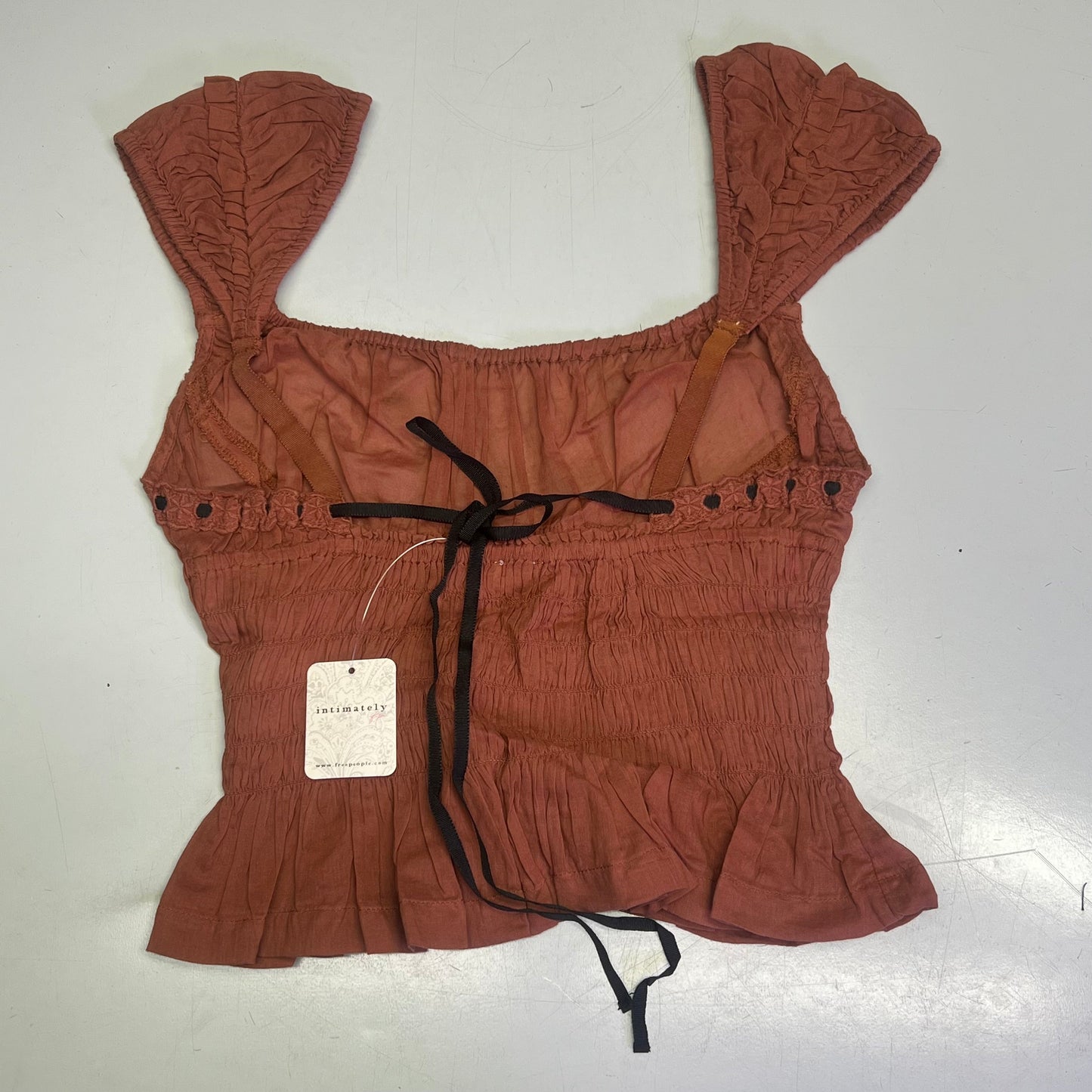 FREE PEOPLE Linen Textile Sweet On Your Crop Women's Sz M Maple Syrup 96849898