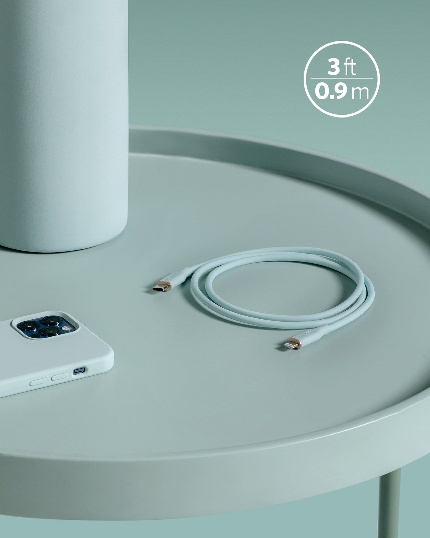 Anker <b>641</b> USB-C to Lightning Cable (Flow, 3ft Silicone)