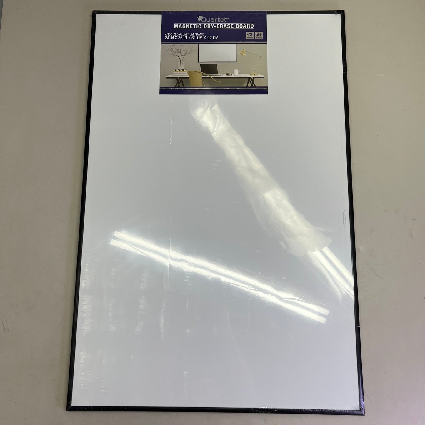 QUARTET Magnetic Dry-Erased Board Anodized Aluminum 36"x24" Black 21502-9