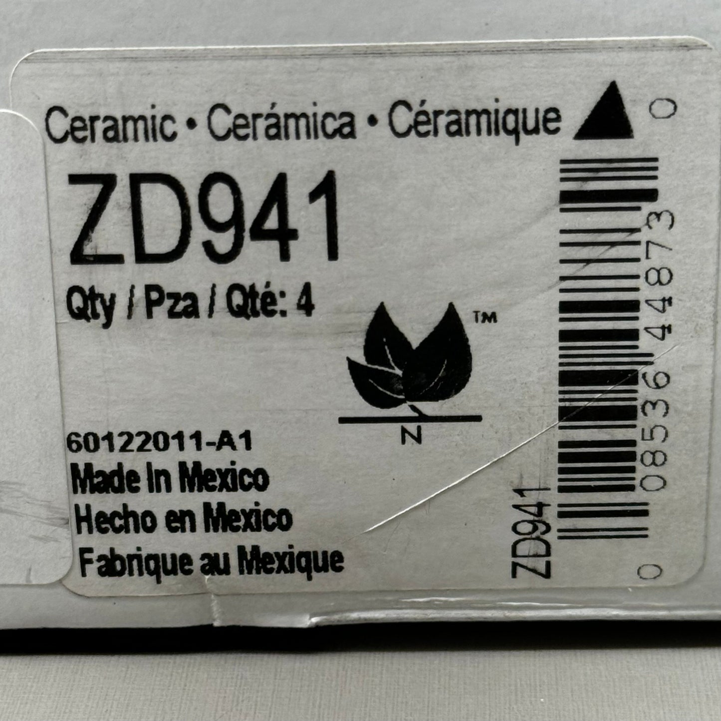 WAGNER QS QuickStop Ceramic Disc Brake Pad Set 5 1/2" x 2" Black ZD941