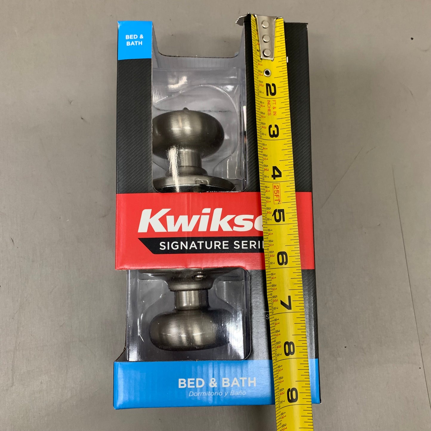 KWIKSET Juno Interior Privacy Door Knob W/ Lock 10"L x 5"W Satin Nickle 97300-829