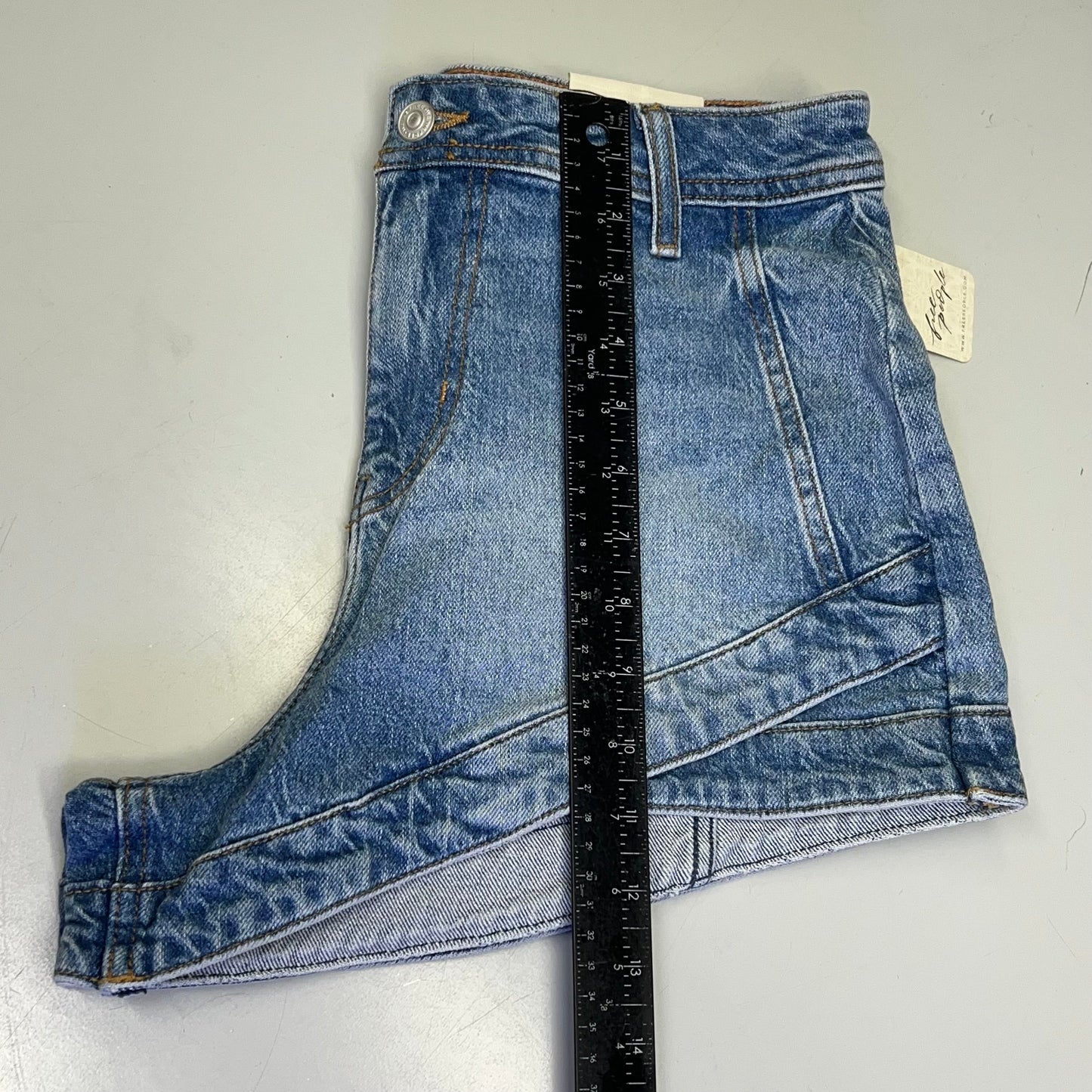 FREE PEOPLE CRVY Mona High-Rise Shorts  Women's Sz 29 Power Trip Blue 931600
