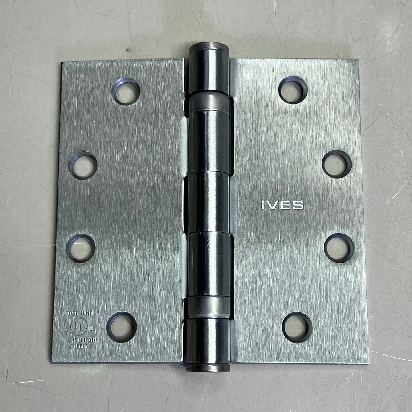 ZA@ IVES (3 PACK) Ball Bearing Hinges w/ Hardware 4.5″ x 4.5″ Satin Chrome  HINGE 323