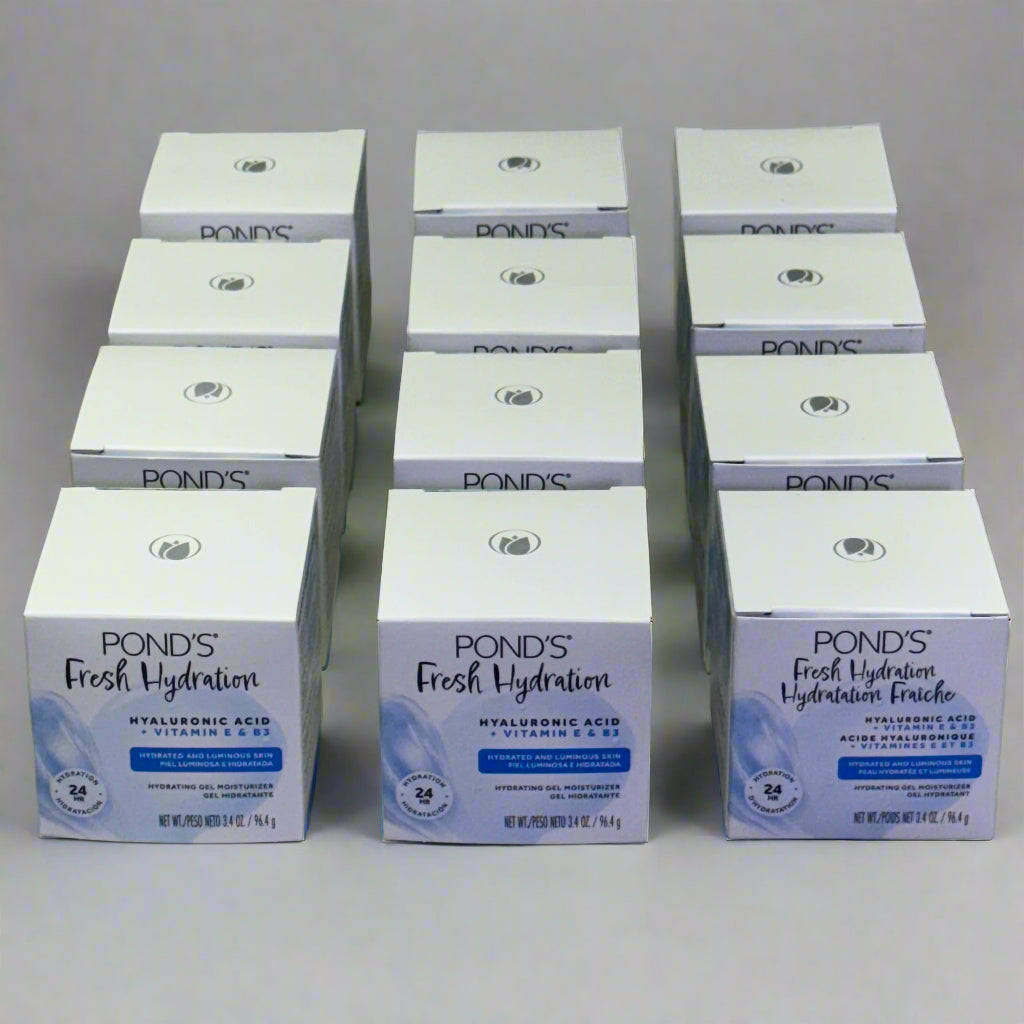 ZA@ POND'S (12 PACK) Hyaluronic Acid, Vitamin E & B3 Gel Face Moisturizer For All Skin Types 3.4 oz White I