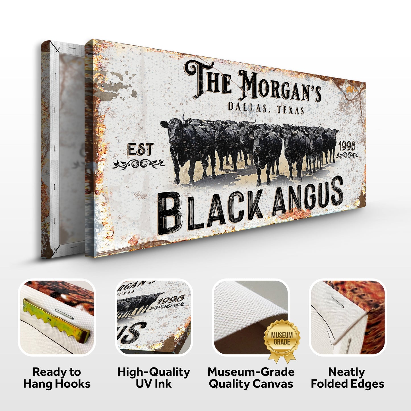 Personalized Black Angus Cattle Sign II
