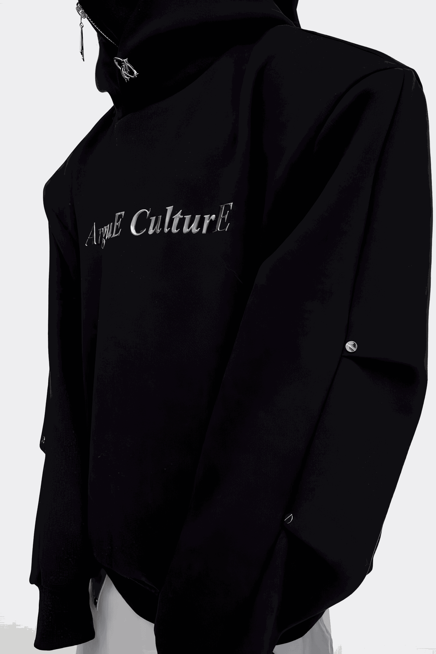 American Style Heavy Hooded Sweatshirt – High Collar, Shoulder Pads