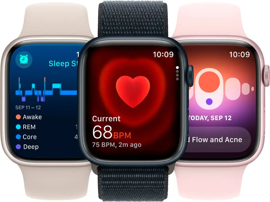 Apple Watch Series 9 (2023) – 41mm GPS Wi-Fi – Aluminum Case with Black Sport Band