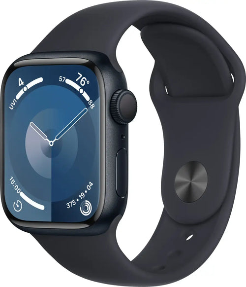 Apple Watch Series 9 (2023) – 41mm GPS Wi-Fi – Aluminum Case with Black Sport Band