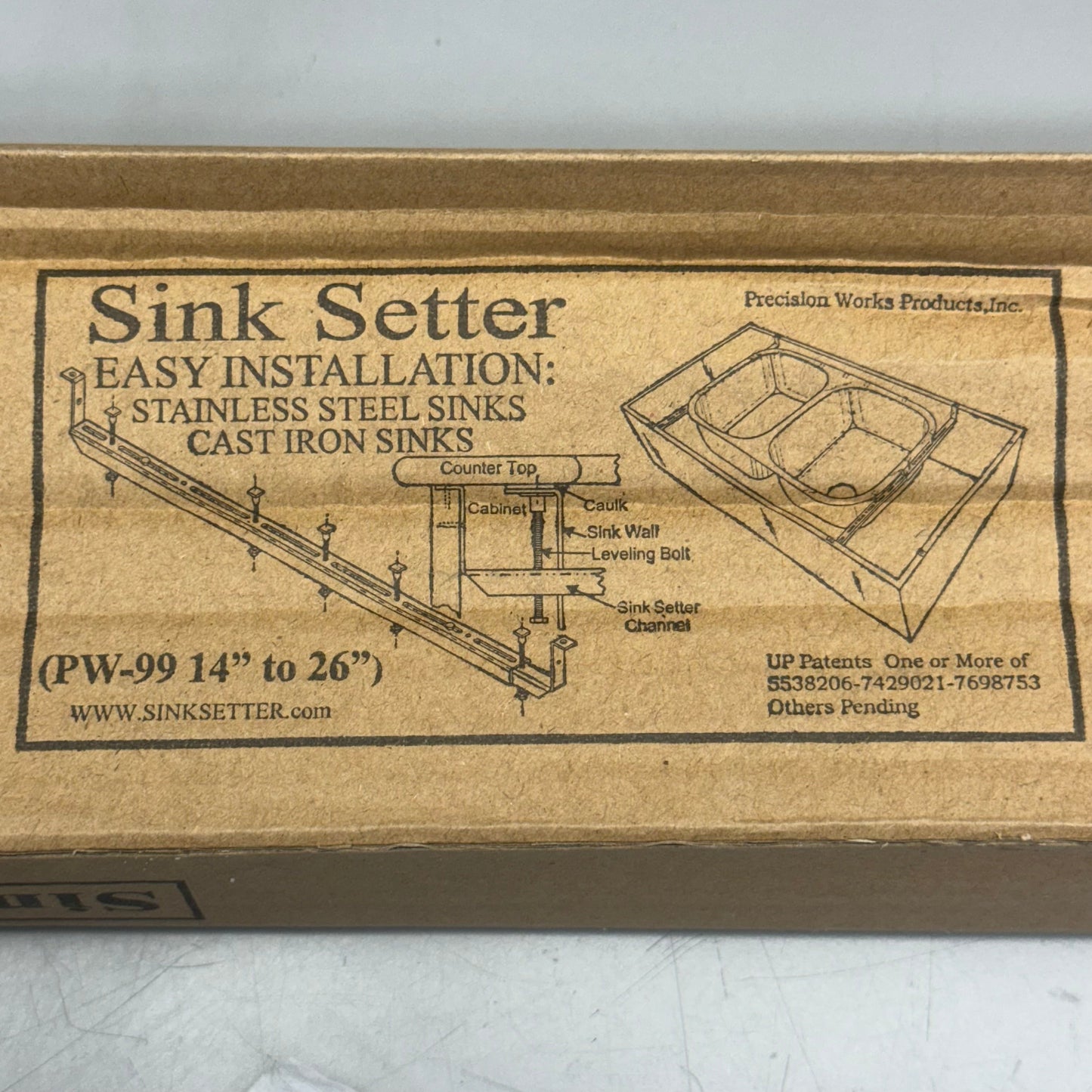 SINK SETTER (4 Pack) Undermount Sink Brackets Sz 14 1/2” L x 1-1/3” W, PW-99