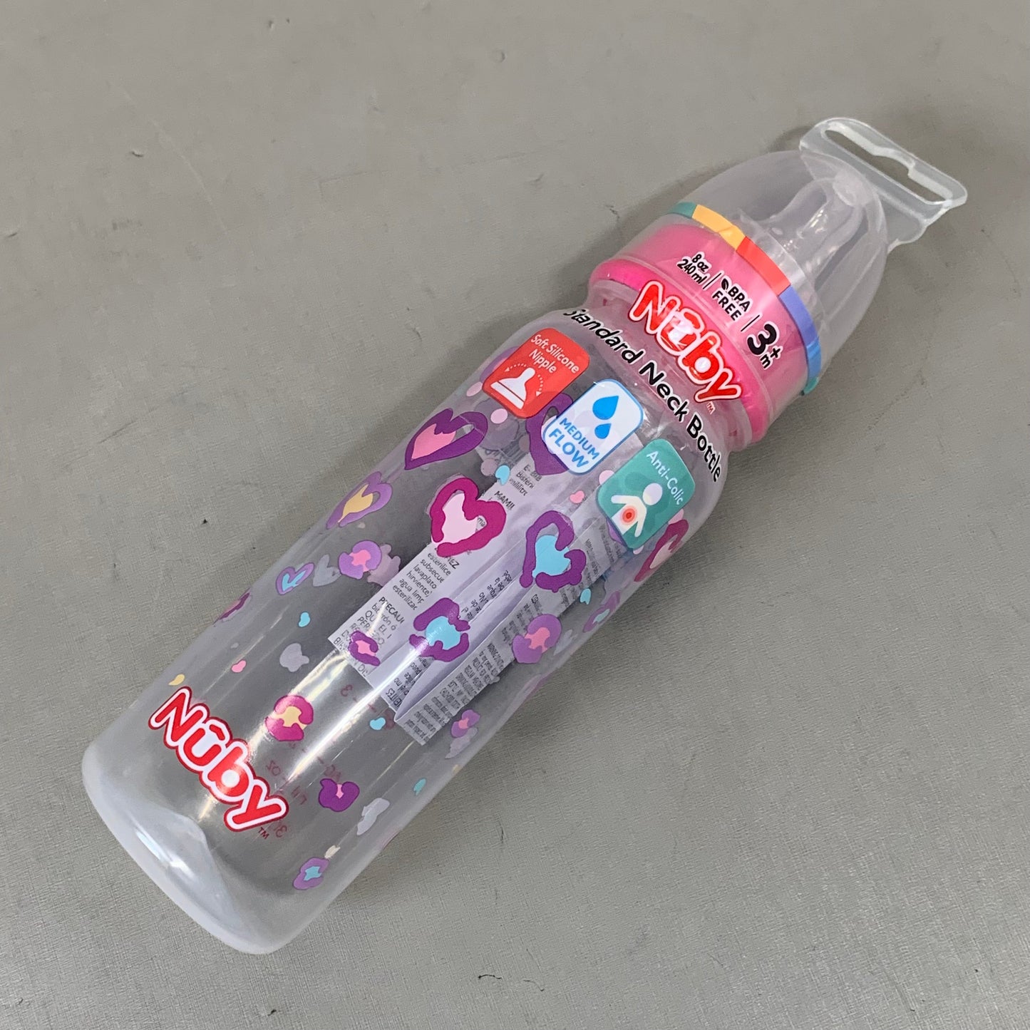 NUBY (6 Pack) Assorted Non-Drip Neck Baby Bottles As-is (slightly Damaged Packaging)  8oz Color's May Very