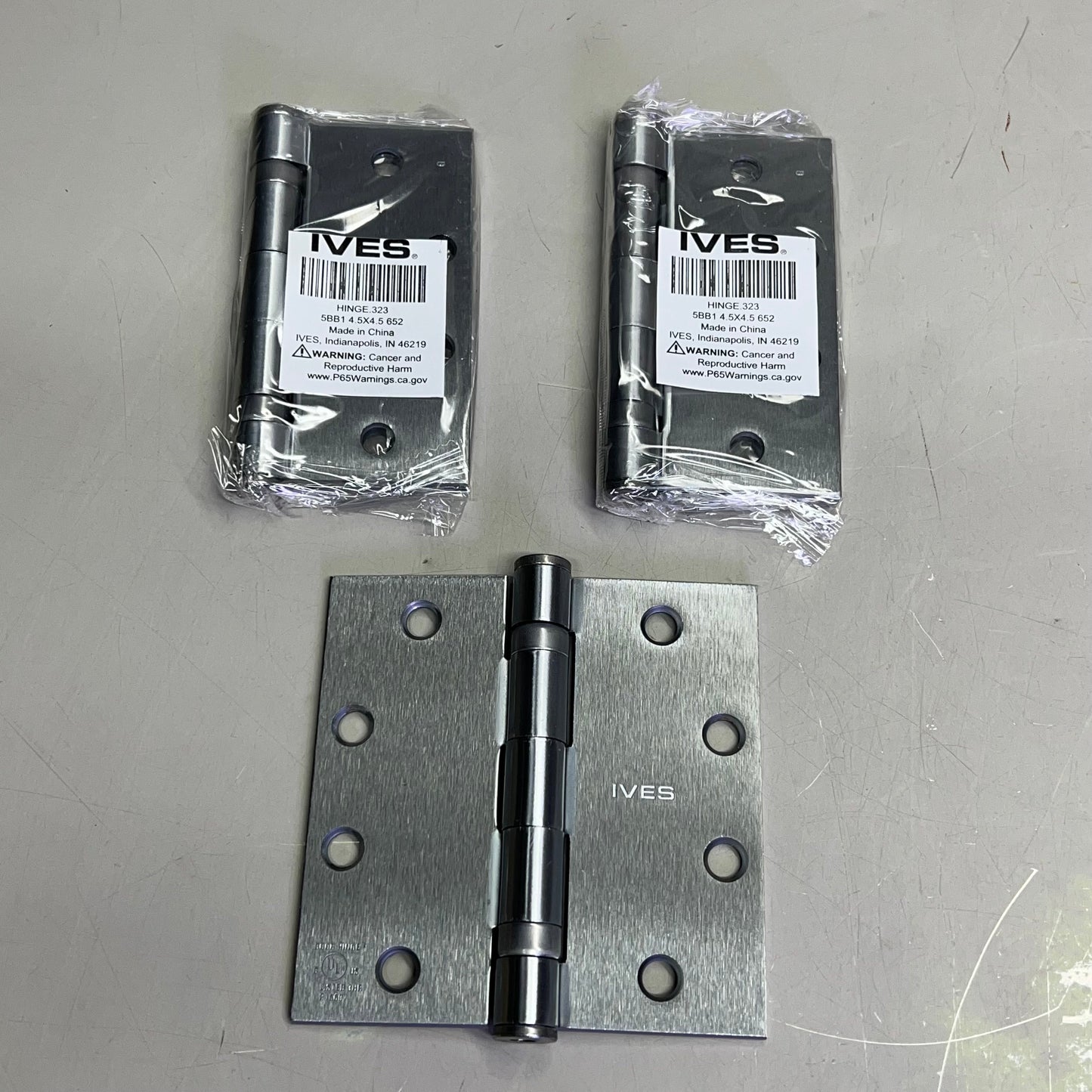 ZA@ IVES (3 PACK) Ball Bearing Hinges w/ Hardware 4.5″ x 4.5″ Satin Chrome  HINGE 323