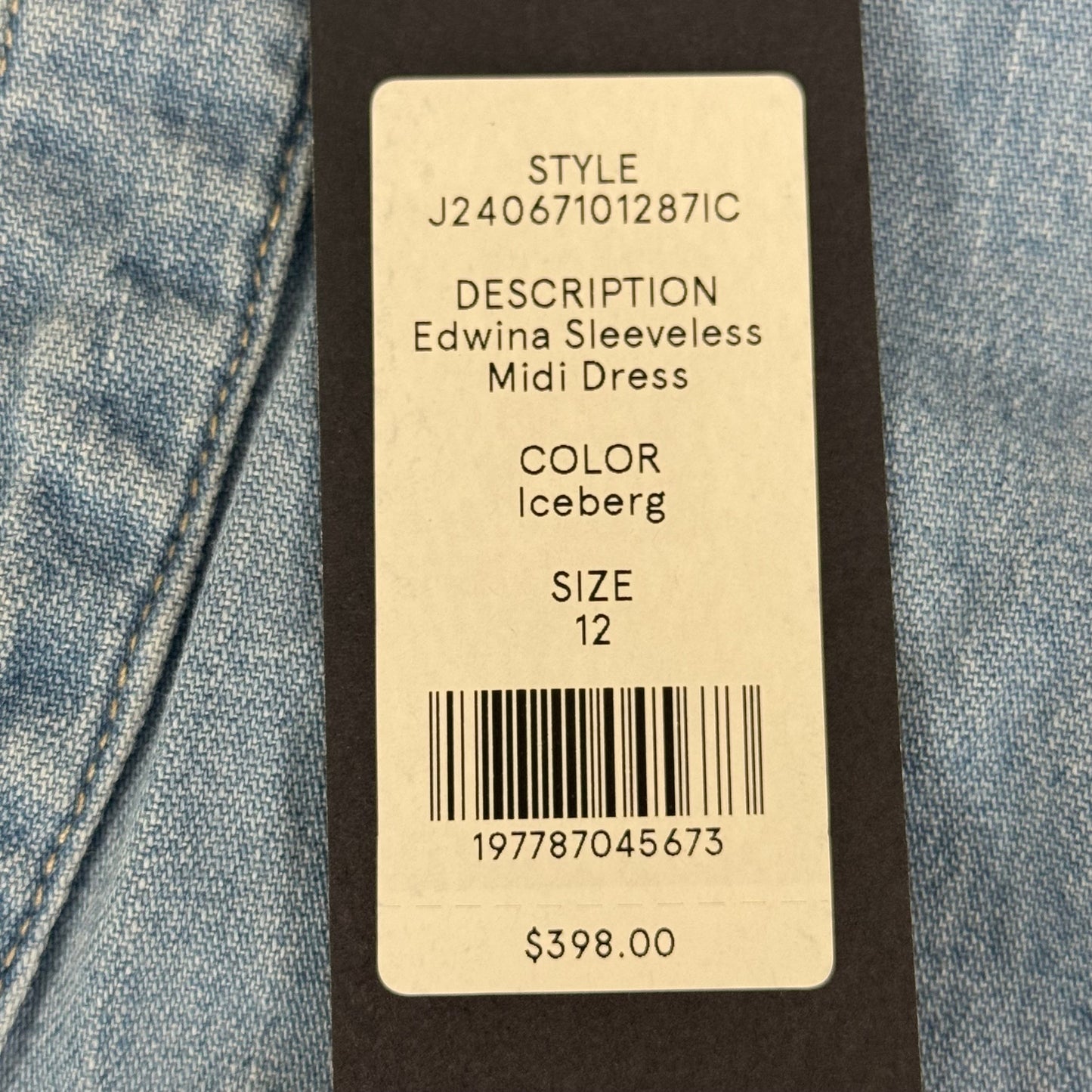 VERONICA BEARD Jeans Edwina Sleeveless Midi Dress Sz-12 Iceberg J24067101287IC