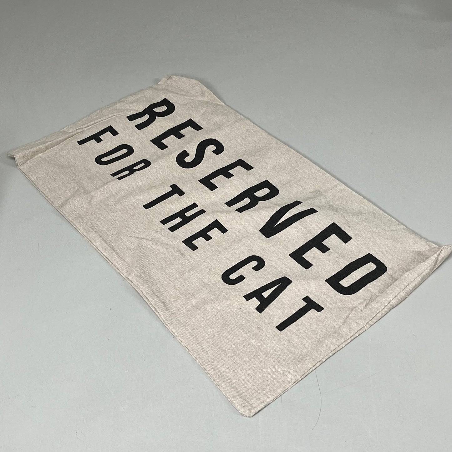 CREATIVE CO-OP Reserved for The Cat Cotton Pillow 24"W x 14" H Creme DF0524