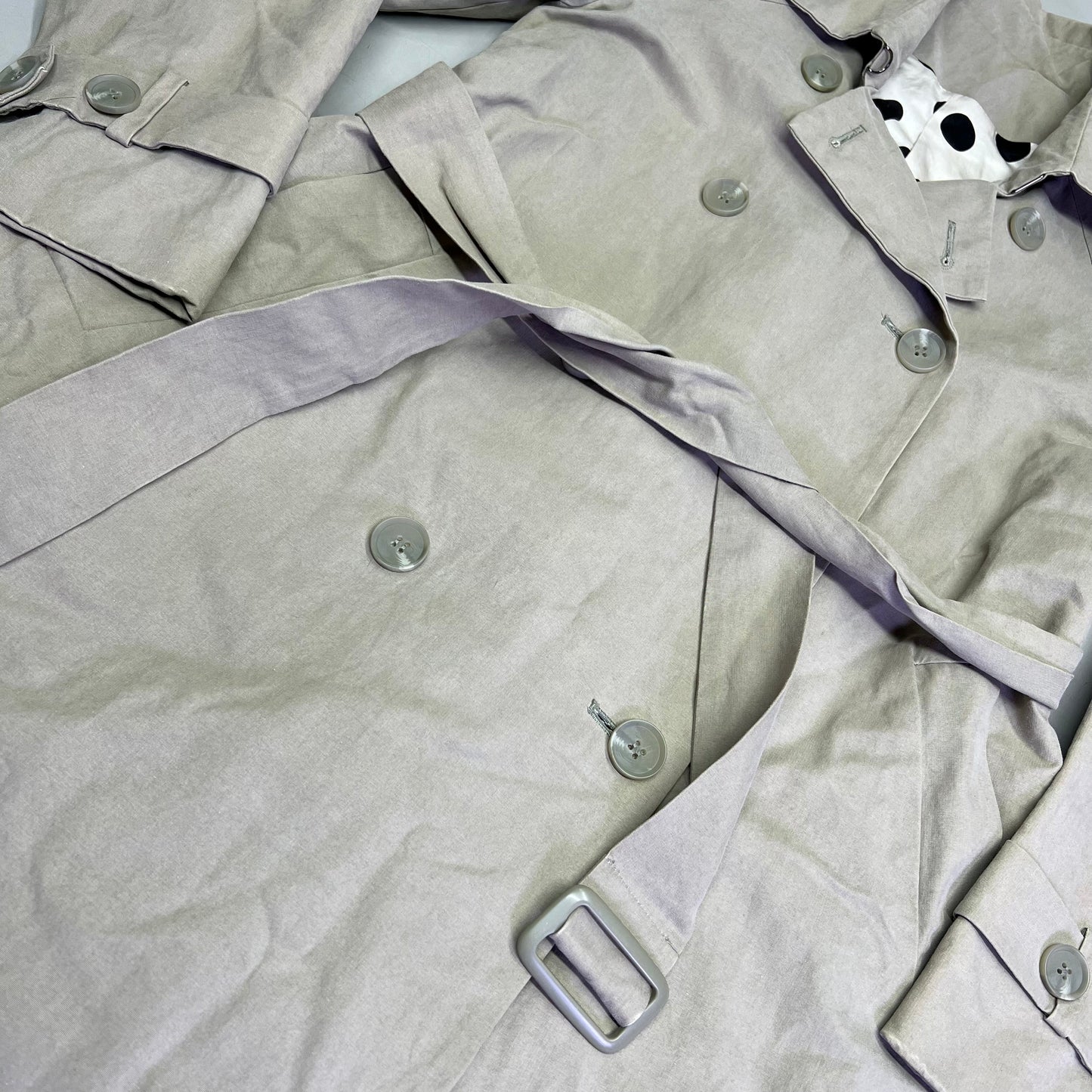 CAROLINA HERRERA Trench Coat Dot 55% Silk Lined Women's Sz S Khaki (Pre-Owned)