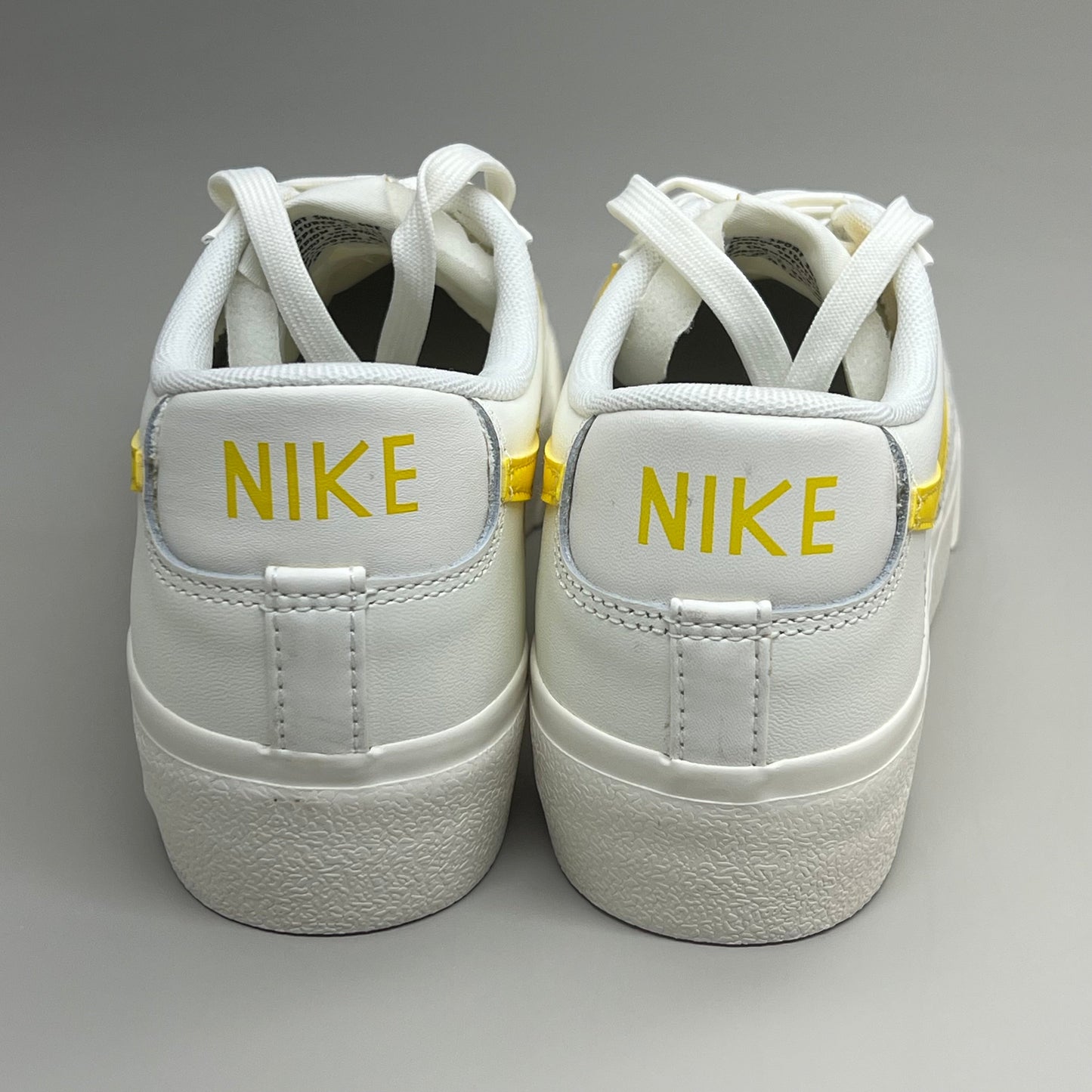 NIKE Blazer Low Cut Platform Sneaker Sz Women's 11.5 Men's 10 Yellow/Grey/White