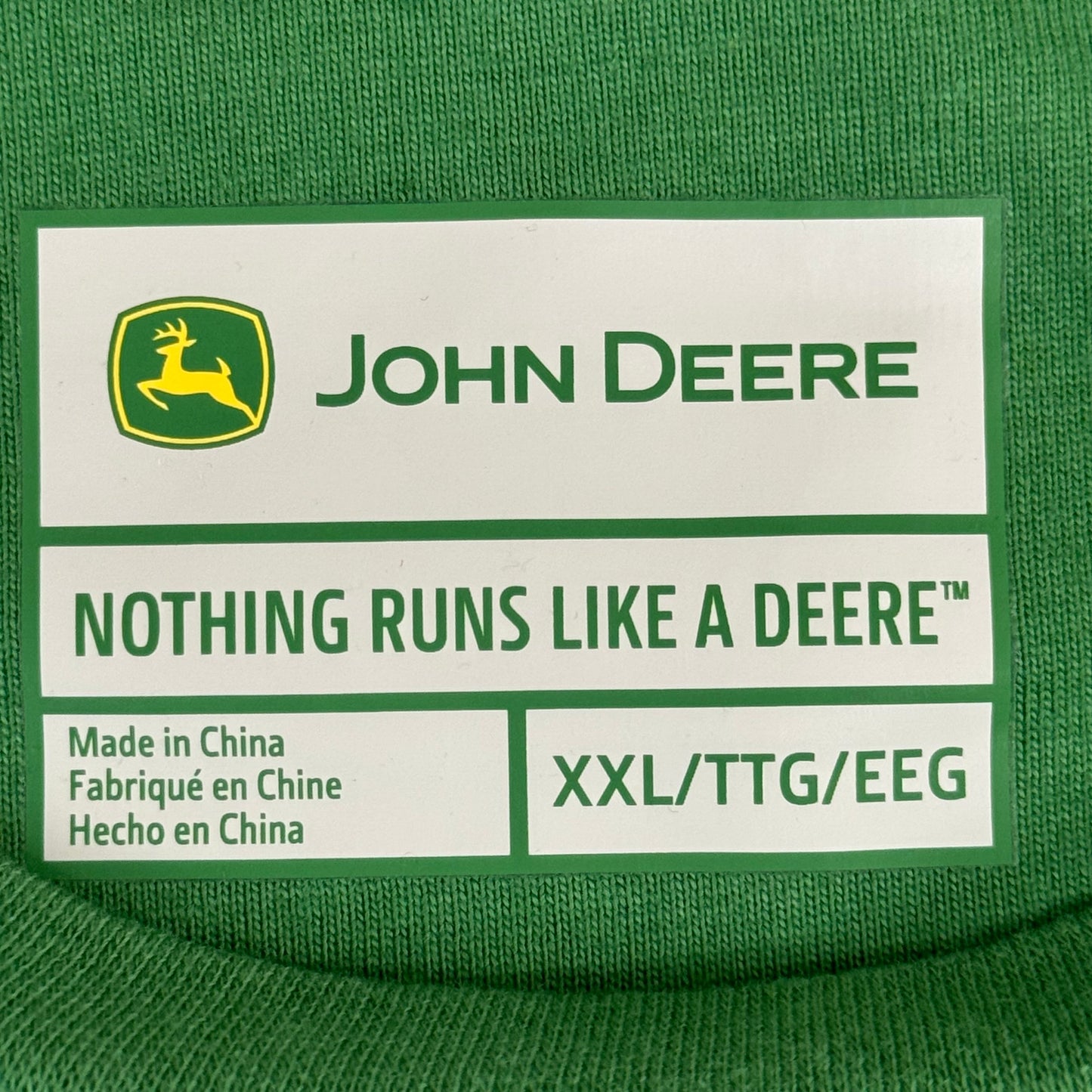 JOHN DEERE Embroidered Logo Short Sleeve Tee Shirt Men's Sz XXL Green 1896842