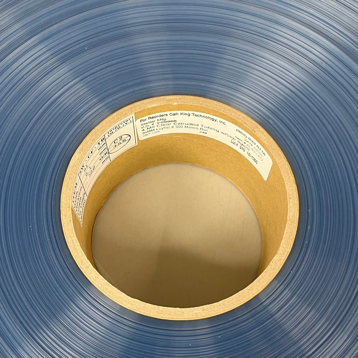 KING TECHNOLOGY INC Extruded Tubing W/ Strip Agent 4 Mil 94MM Layflat Clear 20-43-1817