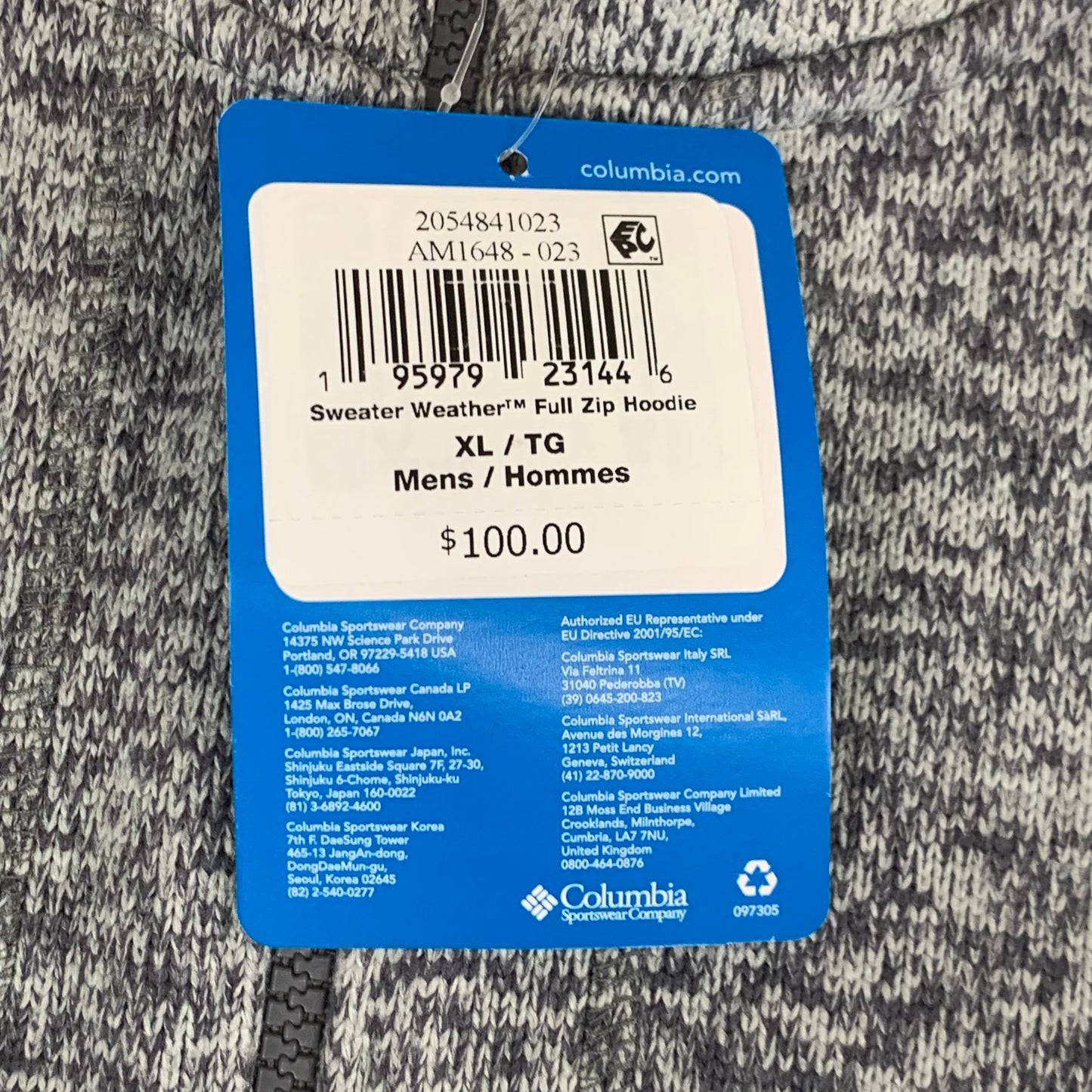 COLUMBIA Sweater Weather Fleece Full Zip Jacket Men's Sz XL Heather Grey