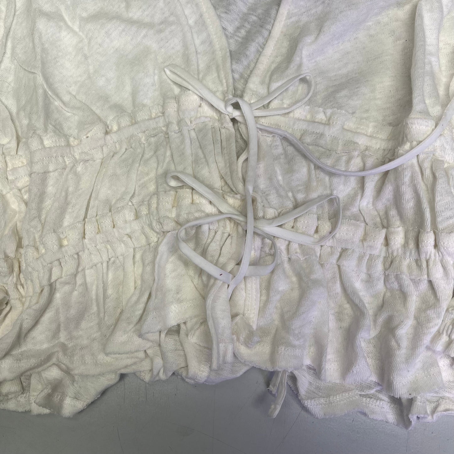 FREE PEOPLE Breezy Beachy Cotton Linen Let's Go Blouse Women's Sz XS Ivory