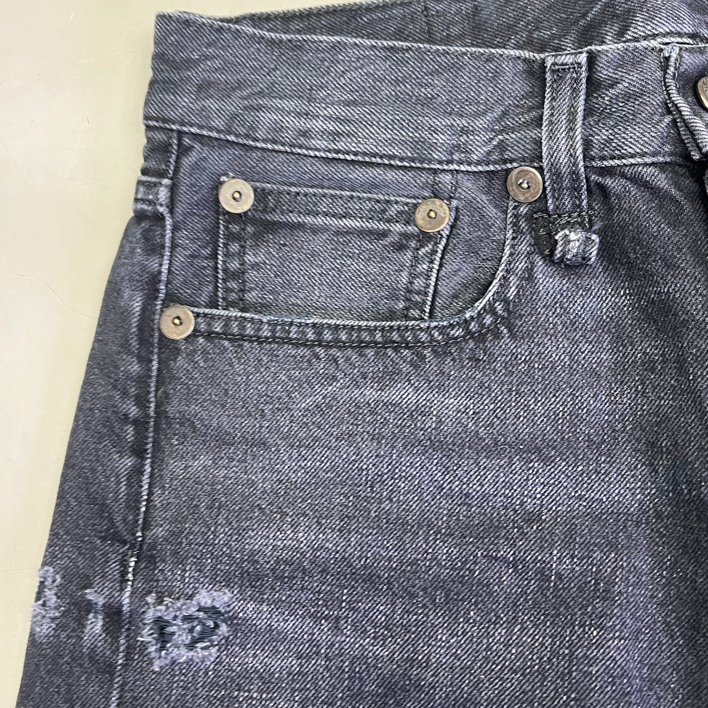 R13 Relaxed Distressed Boyfriend Jeans Made In Italy Women's Sz 24 Jake Black