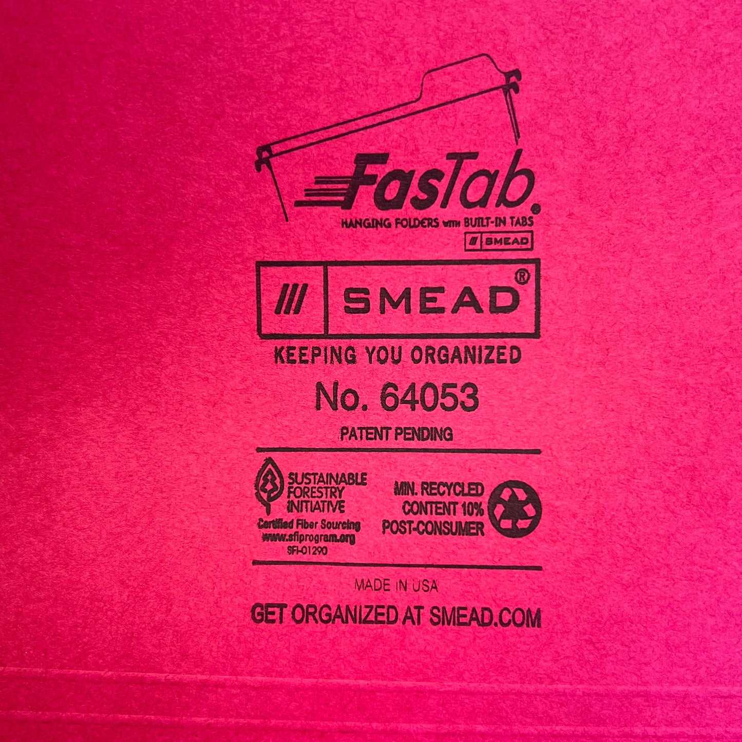 SMEAD (18 PACK) FasTab Hanging File Folders 1/3 Cut Multicolor 64053