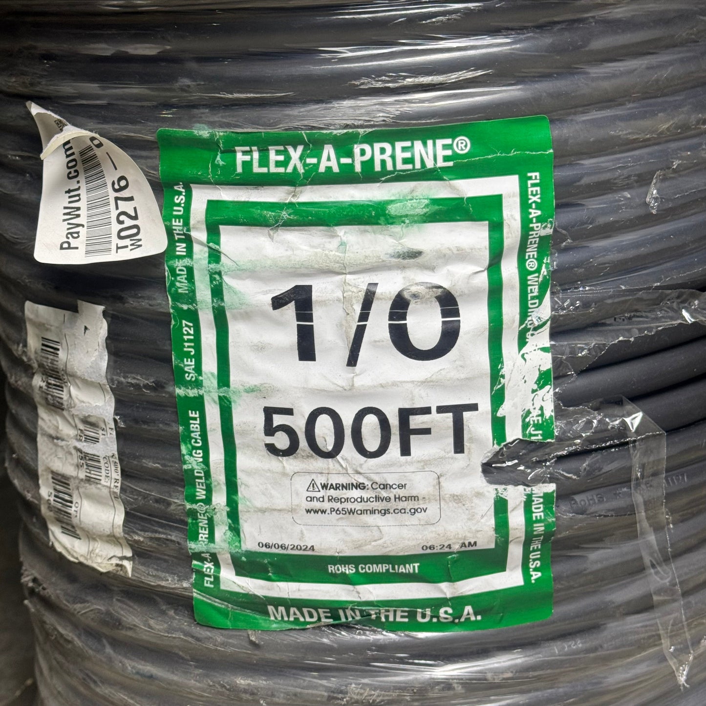 FLEX-A-PRENE Highly Durable Welding Cable 1/0 Versatile 600V 500ft Black 1/0-500