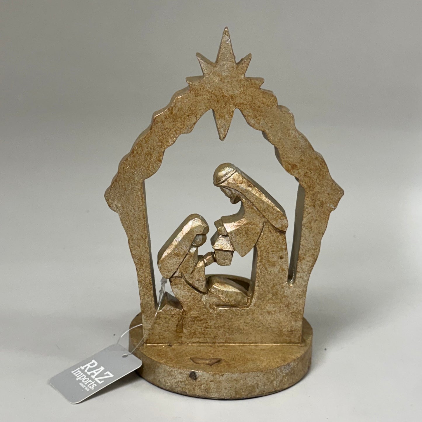 RAZ IMPORT (2 Pack) Resin Holy Family Tea Light Candle Holder Gold 7.25" 4412124