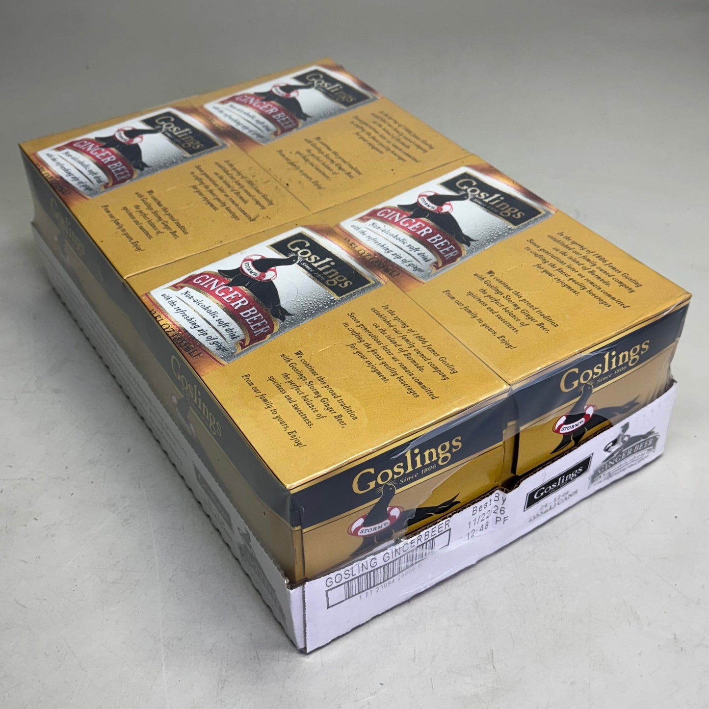 GOSLINGS (4 PACK of 6 Cans) Non-Alcoholic Ginger Beer Can 12 fl oz BB 11/26